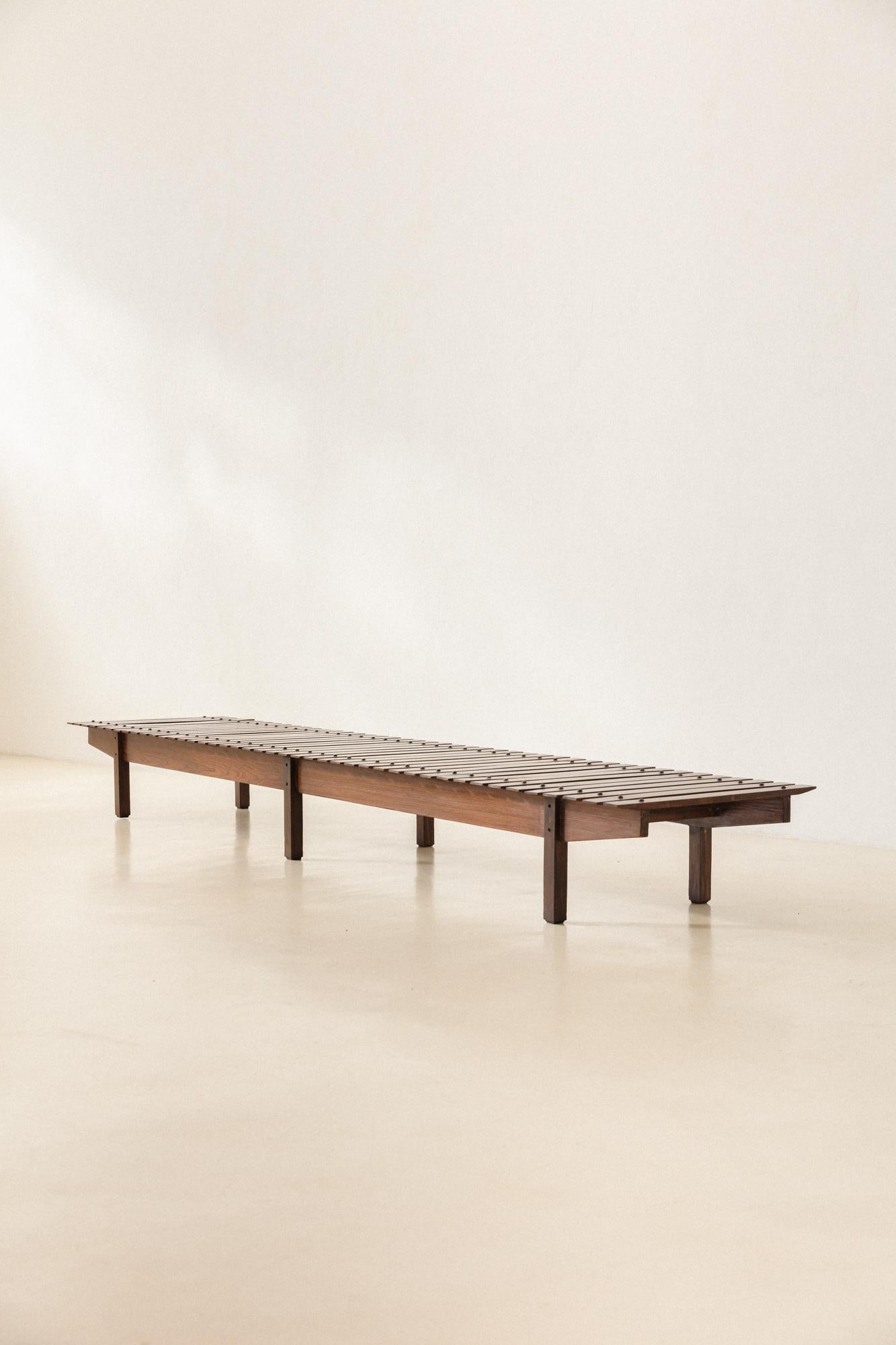 Mid-Century Modern Vintage Mucki Bench in Rosewood by Sergio Rodrigues, 1958, Brazilian Midcentury For Sale