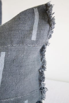 Vintage Mud Cloth Standard Sham Pillows in Gray Blue