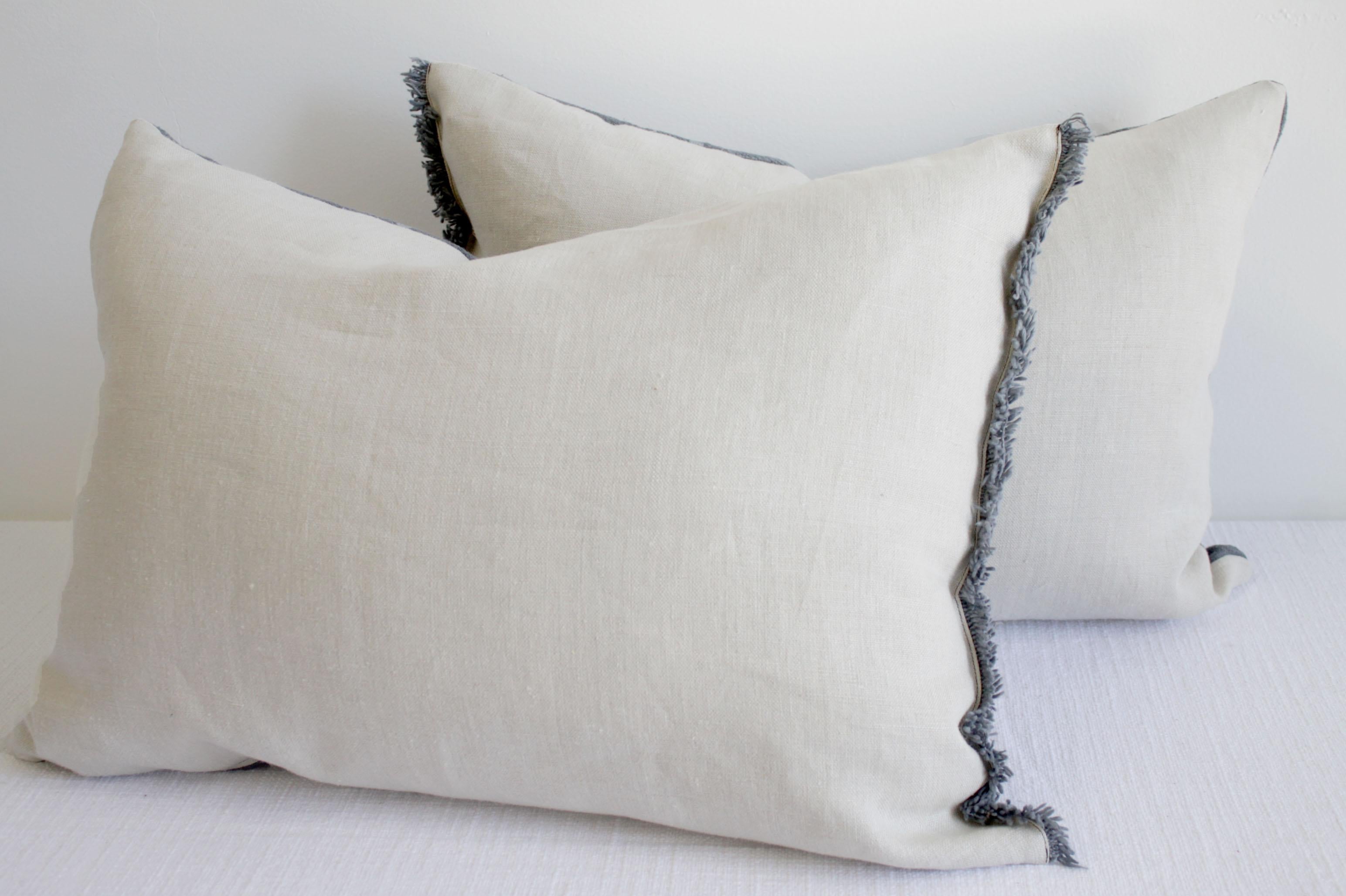 Vintage Mud Cloth Standard Sham Pillows in Gray Blue 1