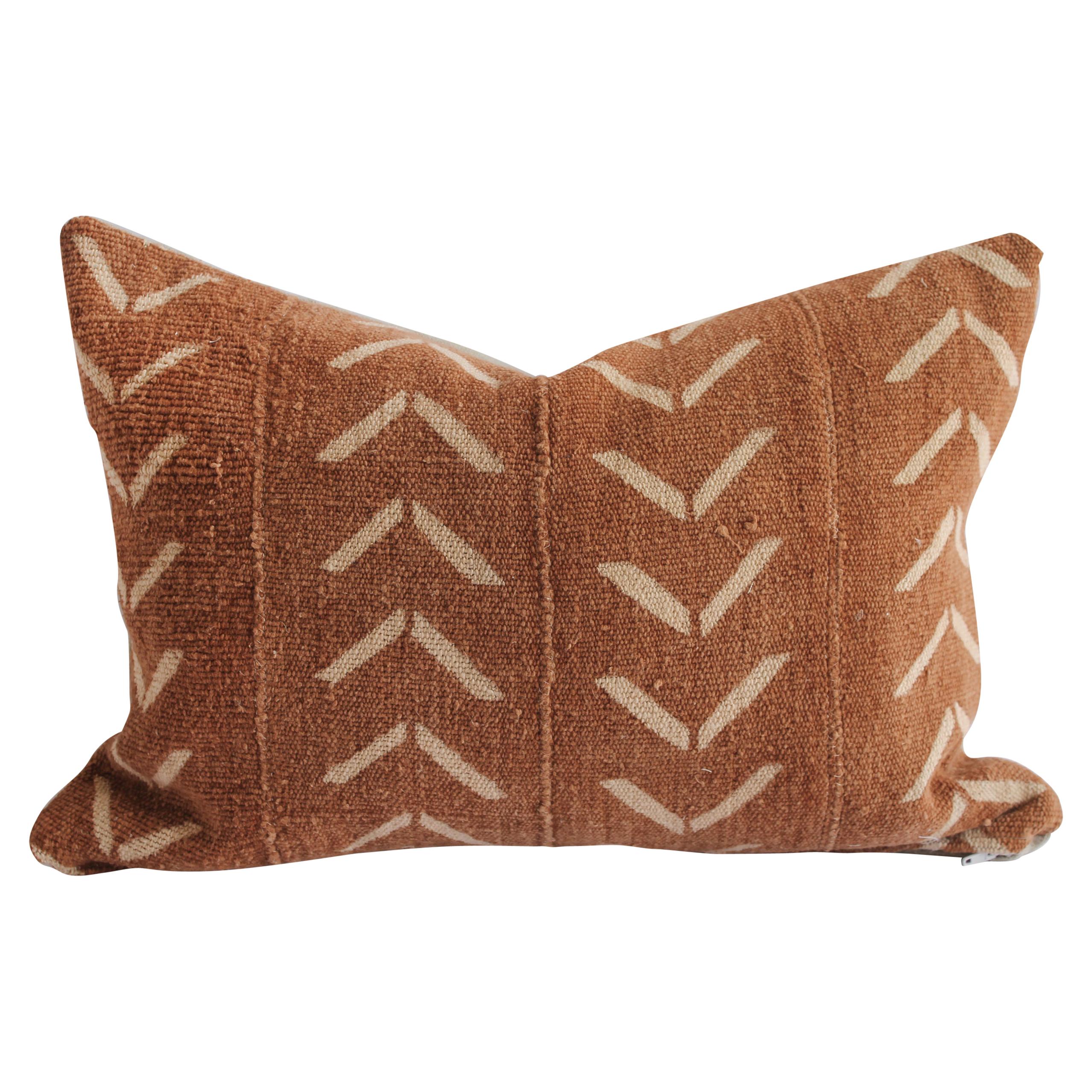 Vintage Mudcloth Lumbar Pillow with Rust Mudcloth Pillow | Moroccan pillows