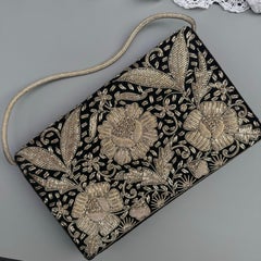 Sac pochette de soirée moghol vintage brodé à la main