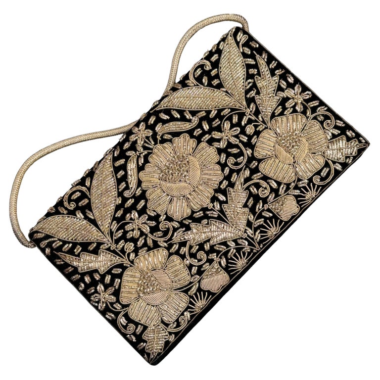 Pochette vintage ricamata a mano da Mughal, borsetta da sera su