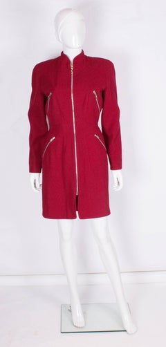 Mugler Aubergine-Kleid mit Reißverschluss oben