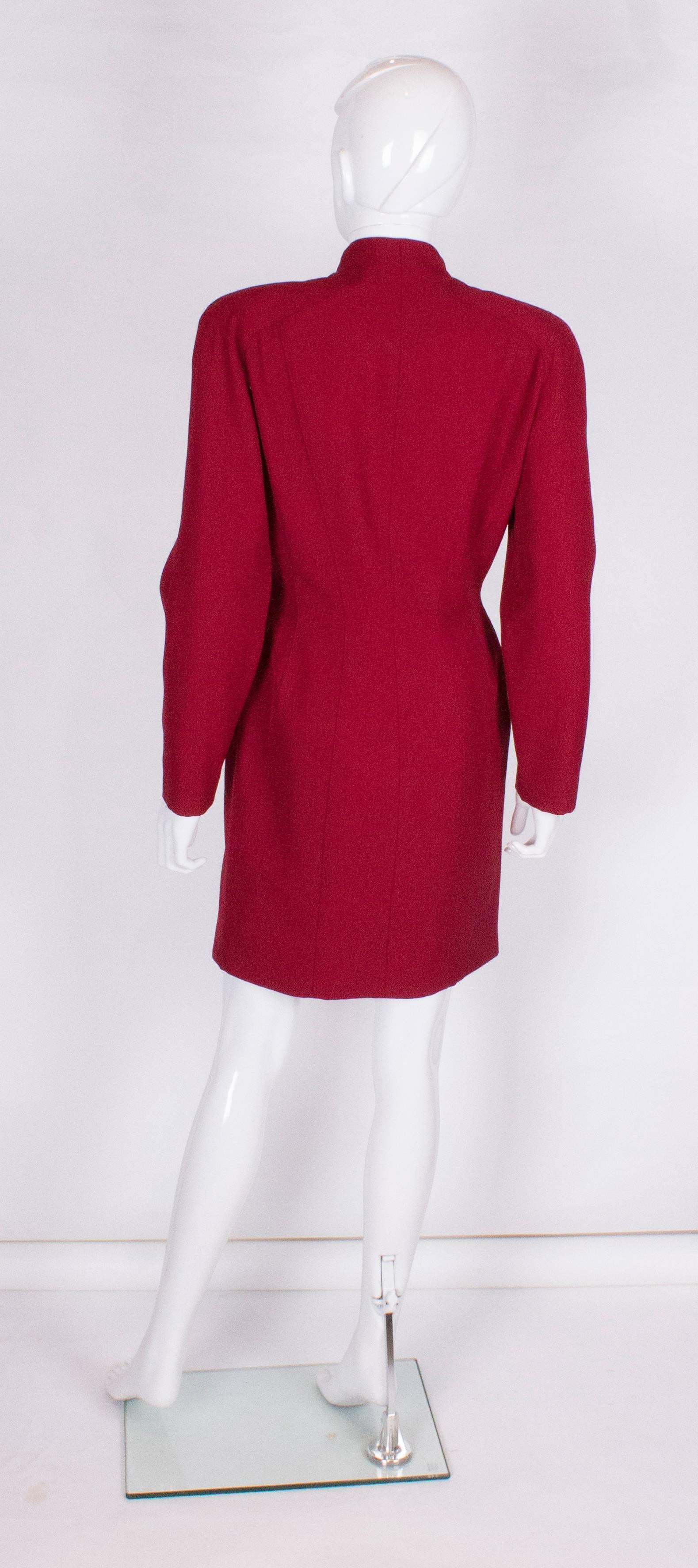 Mugler Aubergine-Kleid mit Reißverschluss oben Damen im Angebot