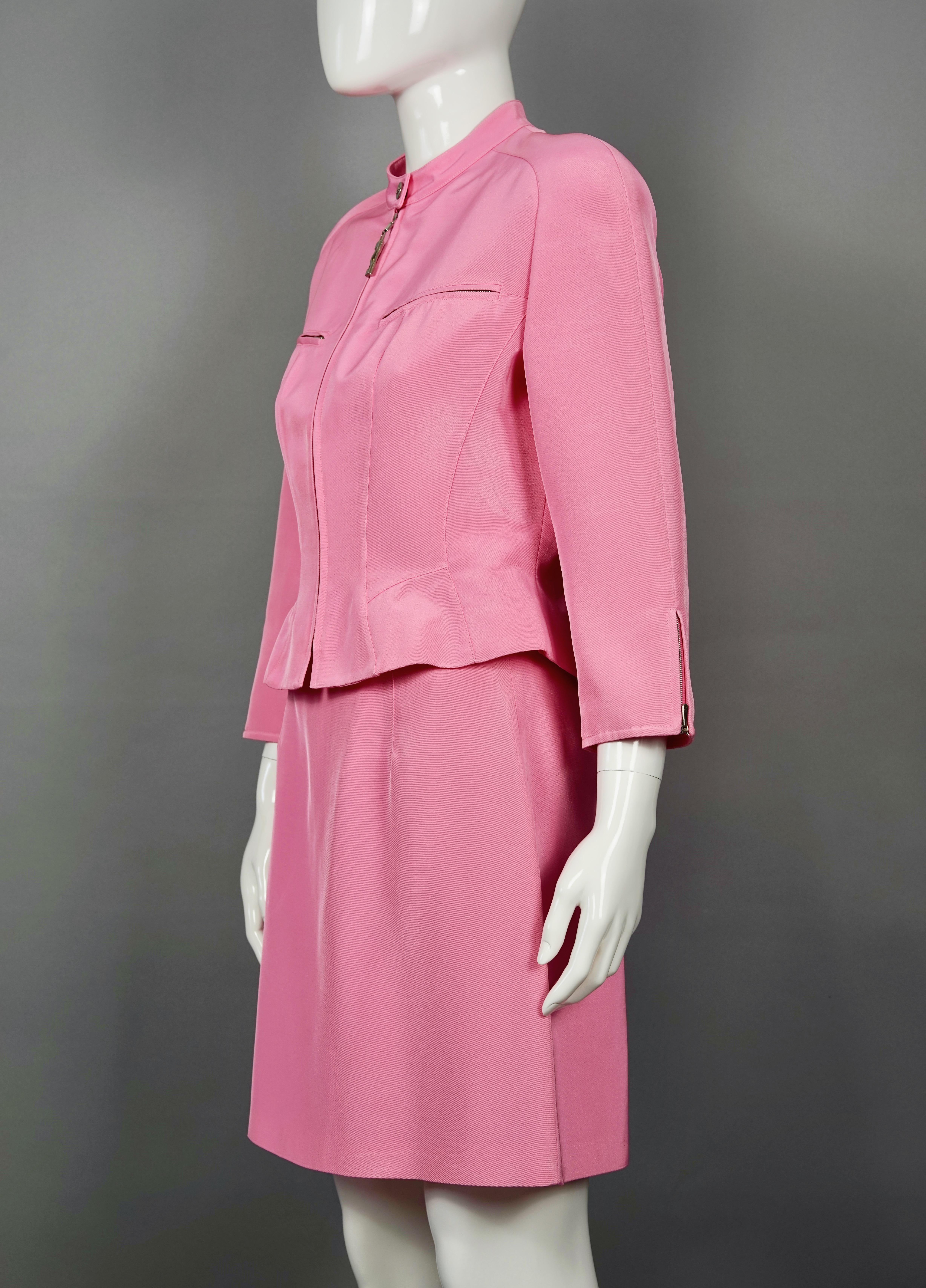 Vintage MUGLER Candy Pink Jacket Skirt Suit

Measurements taken laid flat, please double bust, waist and hips :
JACKET/ BLAZER
Shoulder: 18.50inches (47 cm)
Sleeves: 17.32 inches (44 cm)
Bust: 18.89 inches (48 cm)
Waist: 14.96 inches (38 cm)
Length: