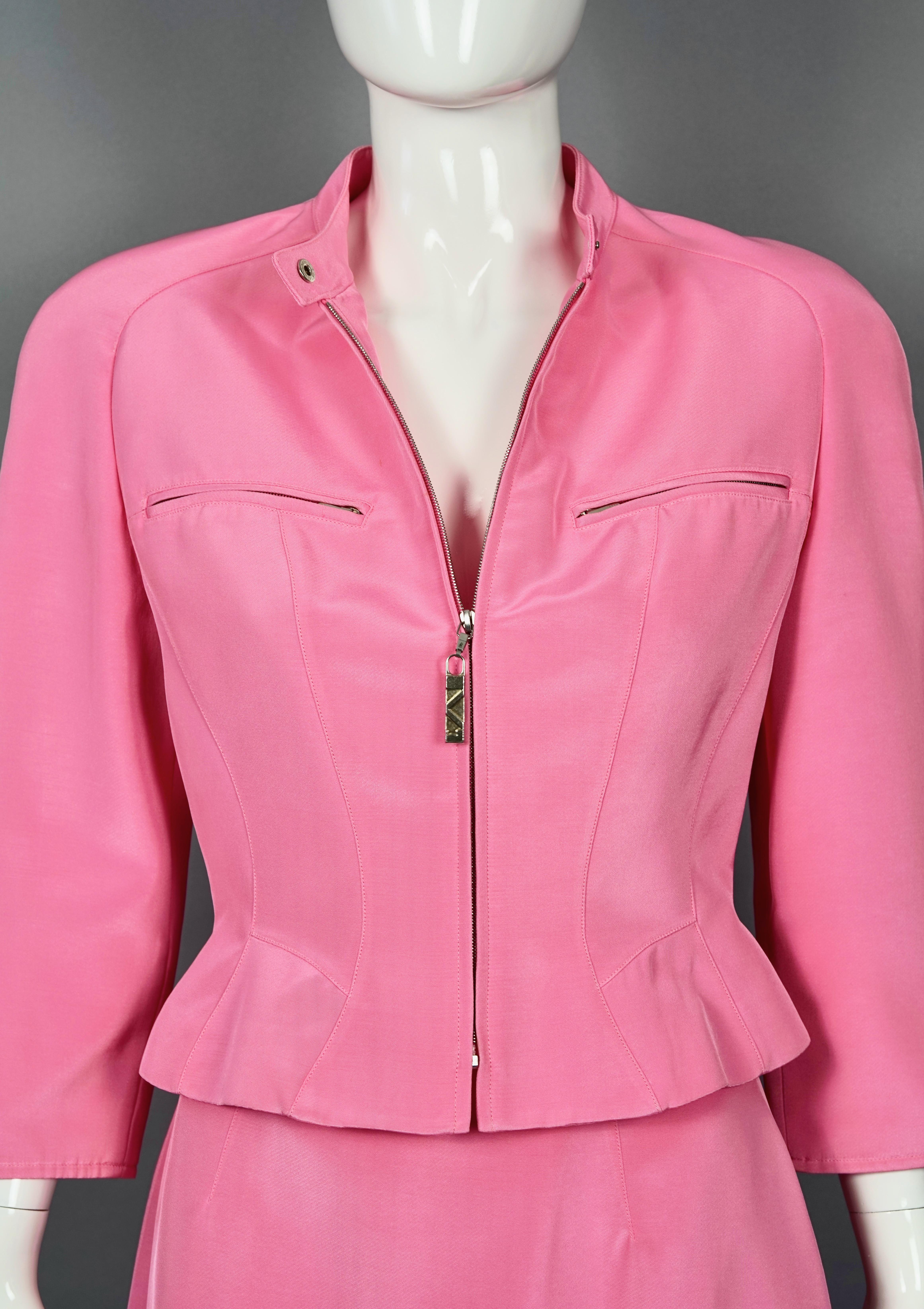 Vintage MUGLER Candy Pink Jacket Skirt Suit For Sale 3