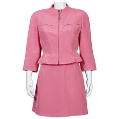 MUGLER tailleur jupe vintage rose bonbon