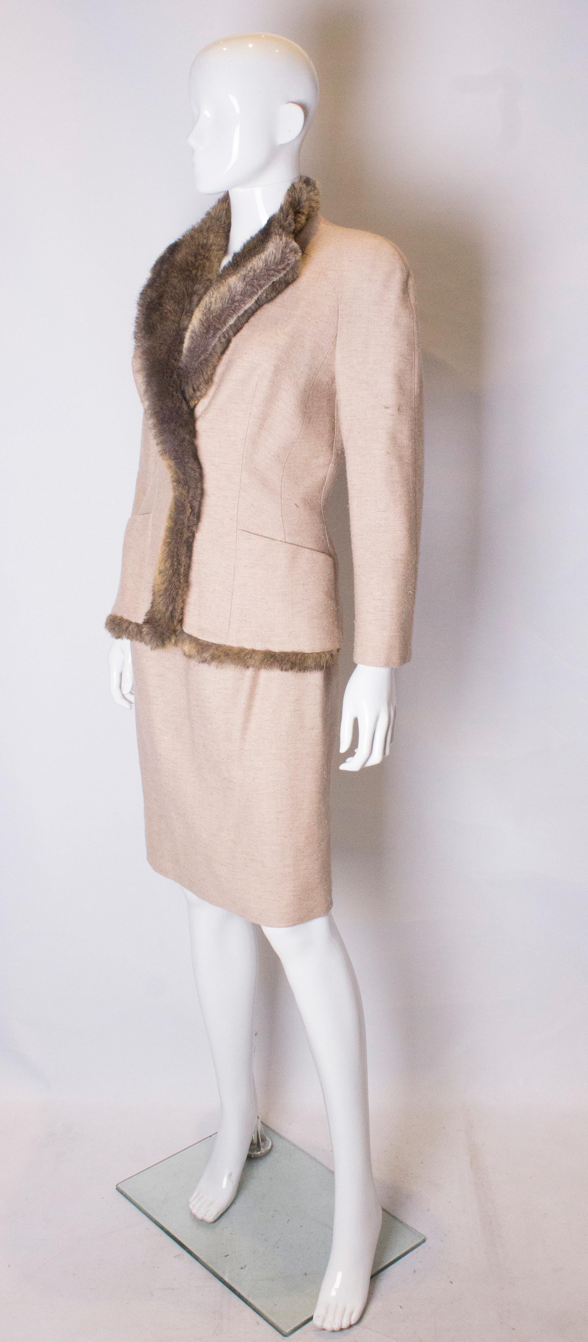 Beige Vintage Mugler Skirt Suit For Sale
