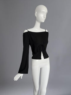 Vintage Mugler Top Primavera 1999 Archivo Blusa Camisa Negra
