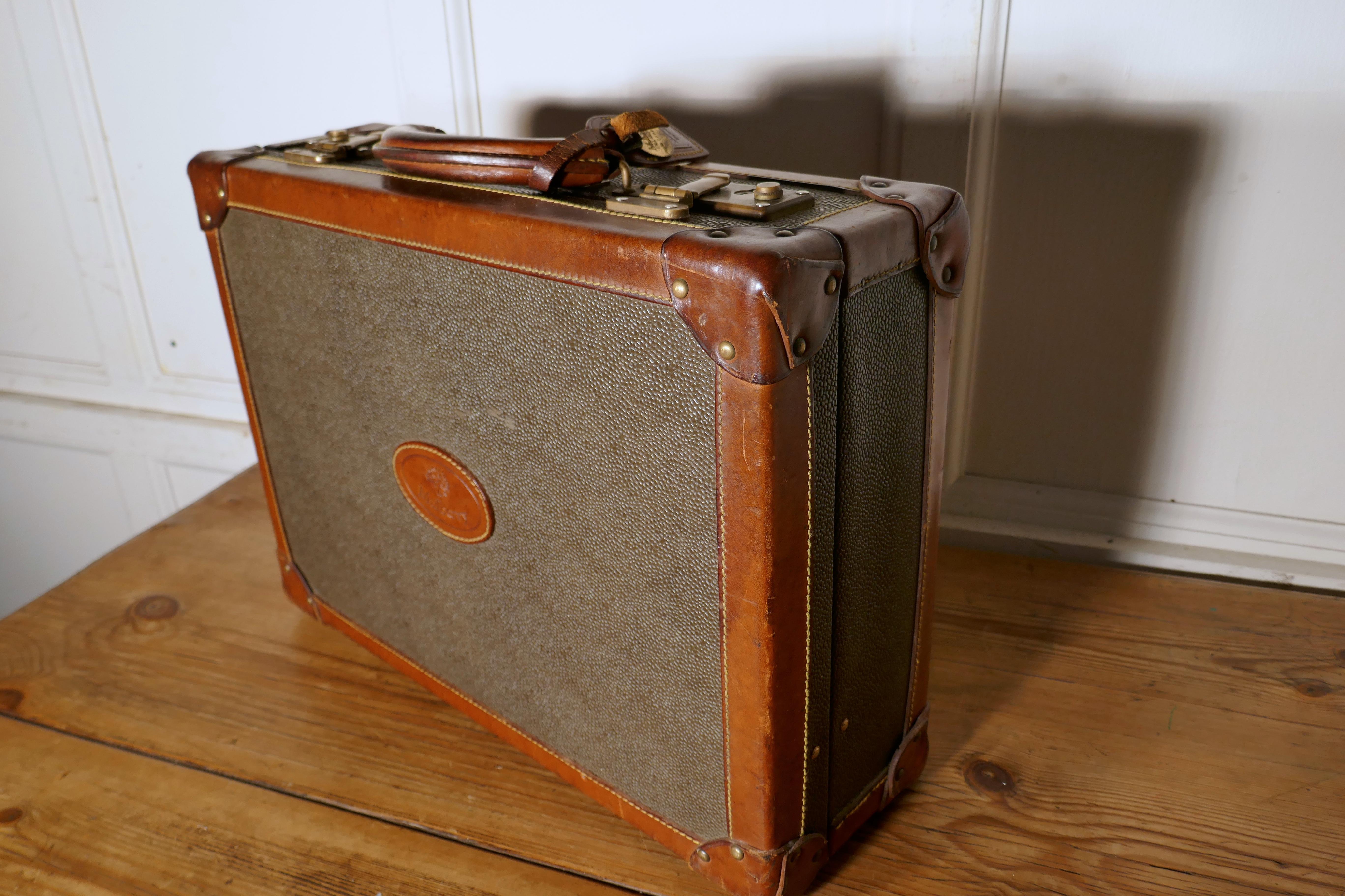 International Style Vintage Mulberry Scotch-grain Attache Case, Briefcase or Small Suitcase