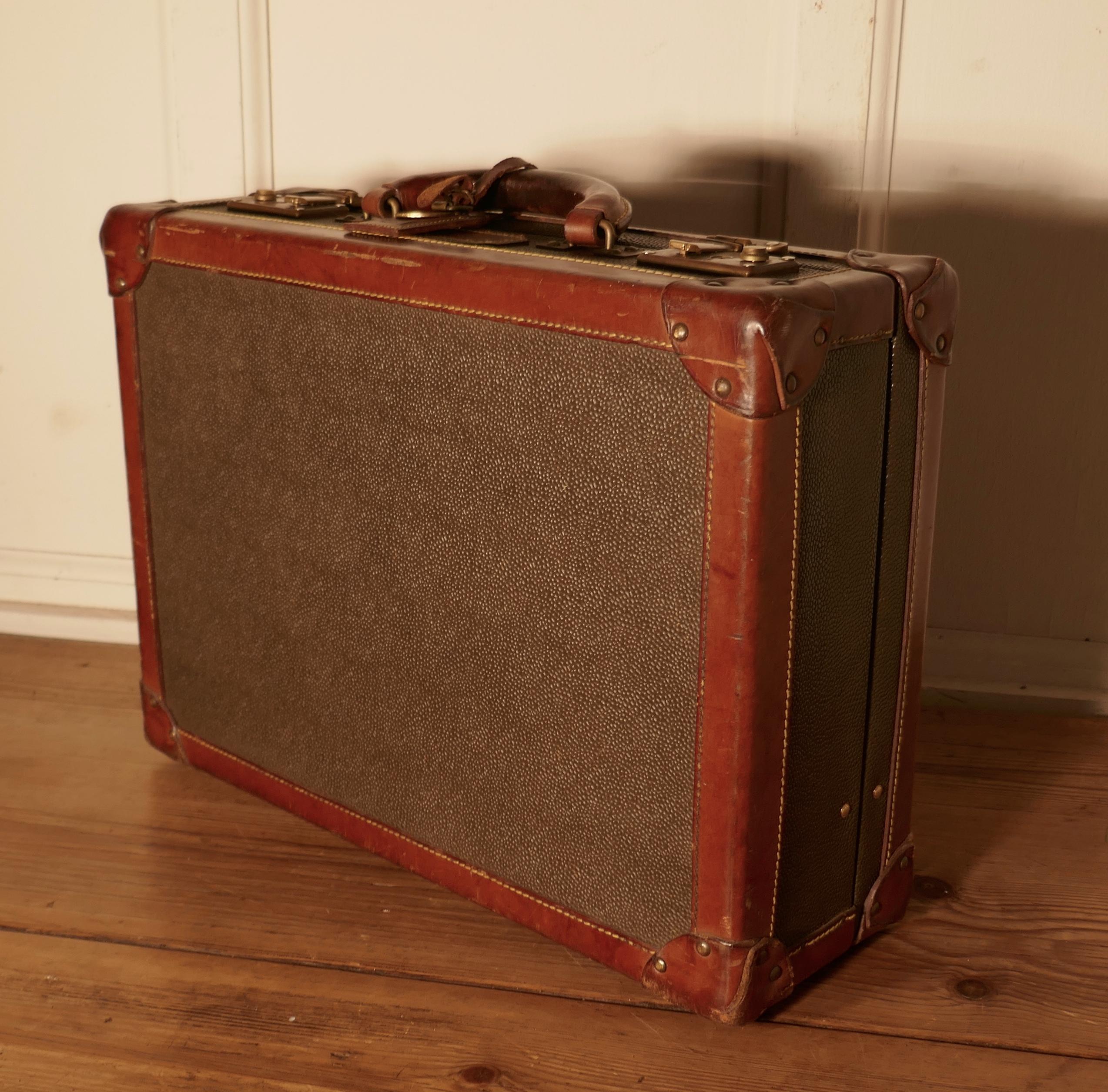 20th Century Vintage Mulberry Scotch-grain Attache Case, Briefcase or Small Suitcase