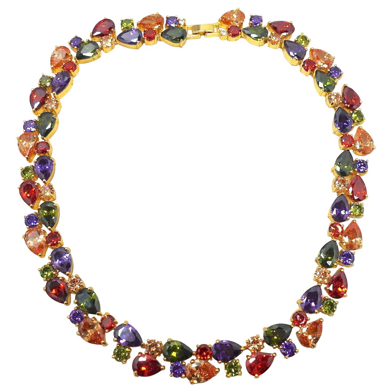 Vintage Multi-Color 1970s Crystal Necklace