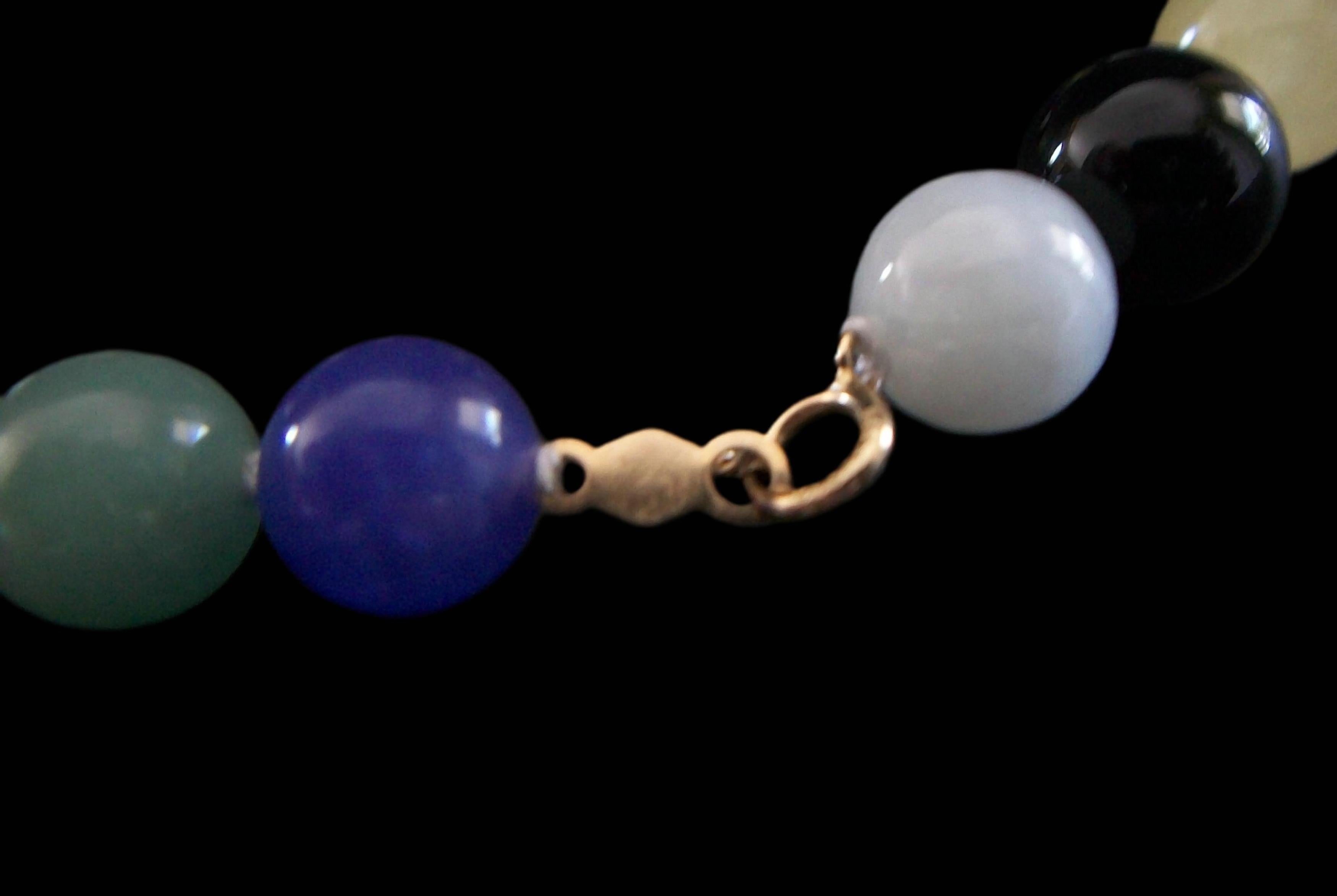 Bracciale di quarzo con perline multicolore d'epoca - Chiusura a 14 carati - Lunghezza 7,5