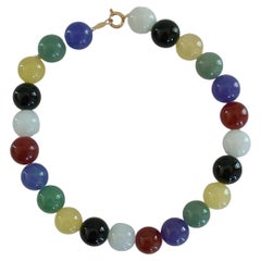 Bracciale di quarzo con perline multicolore d'epoca - Chiusura a 14 carati - Lunghezza 7,5" - CIRCA 1990