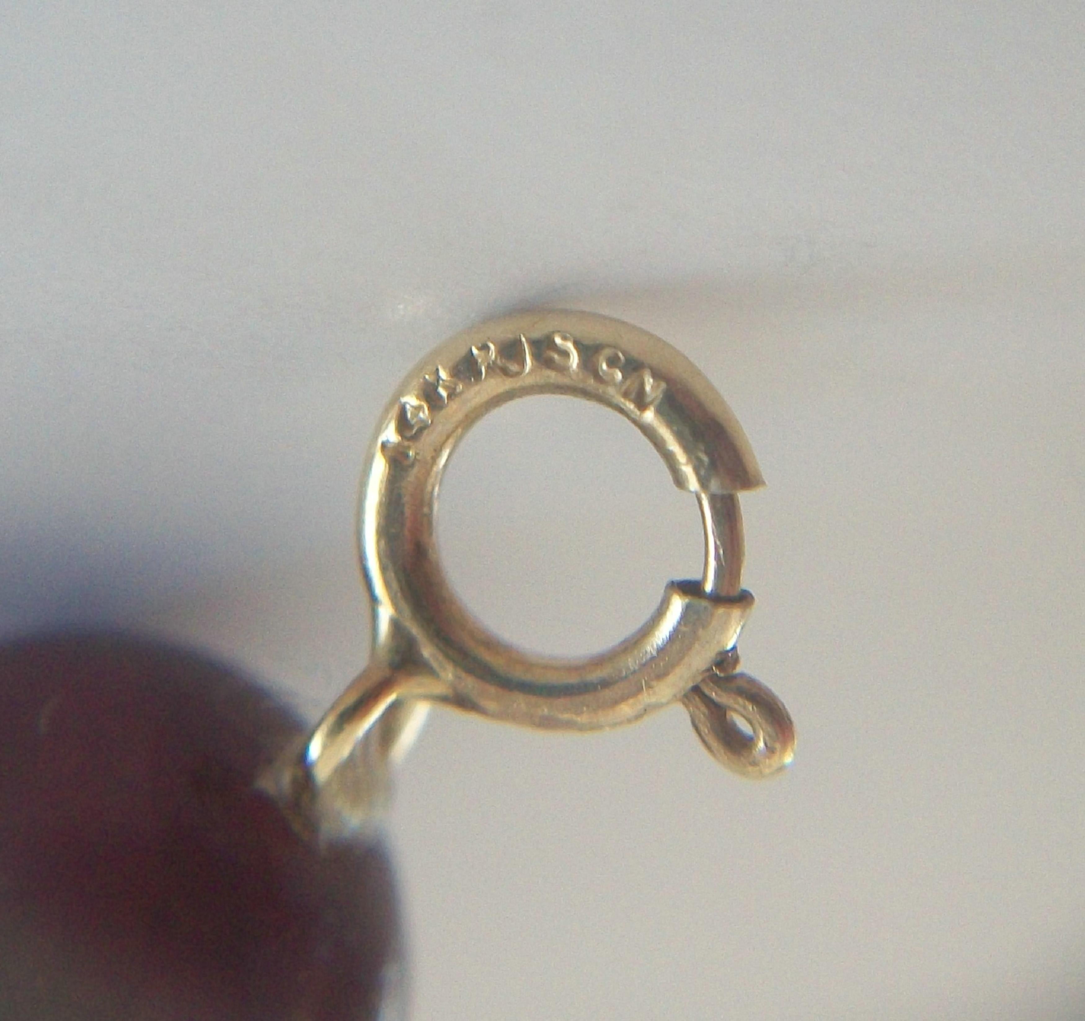 Collana di quarzo con perline multicolore d'epoca - Chiusura a 14 carati - Lunghezza 18