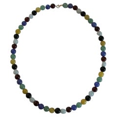 Collana di quarzo con perline multicolore d'epoca - Chiusura a 14 carati - Lunghezza 18" - CIRCA 1990