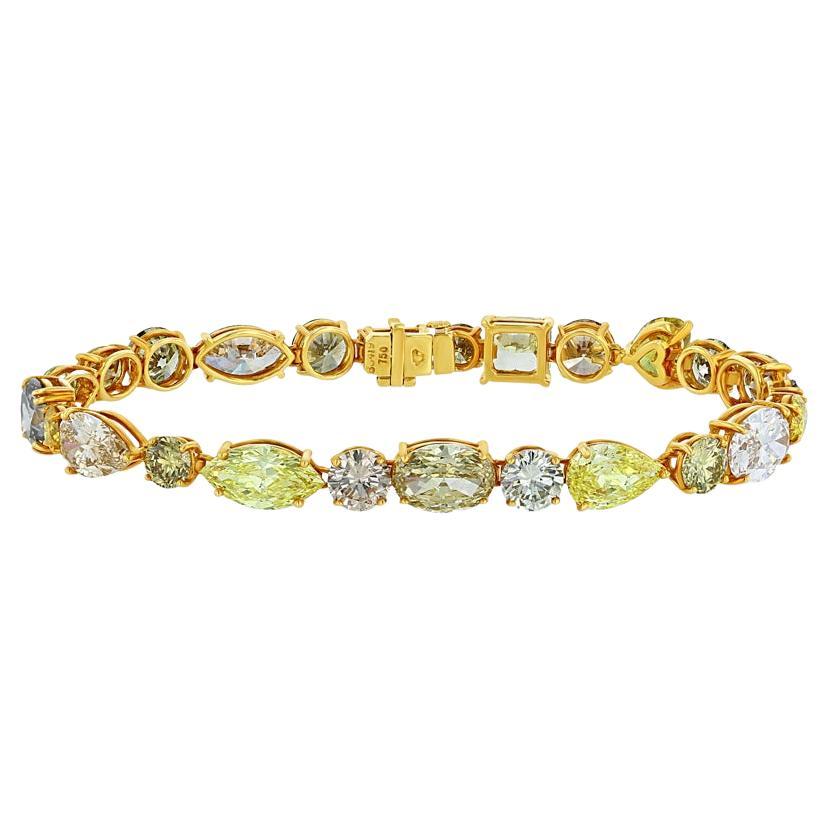 Mehrfarbiges Vintage-Diamantarmband (21,04 tcw) im Angebot