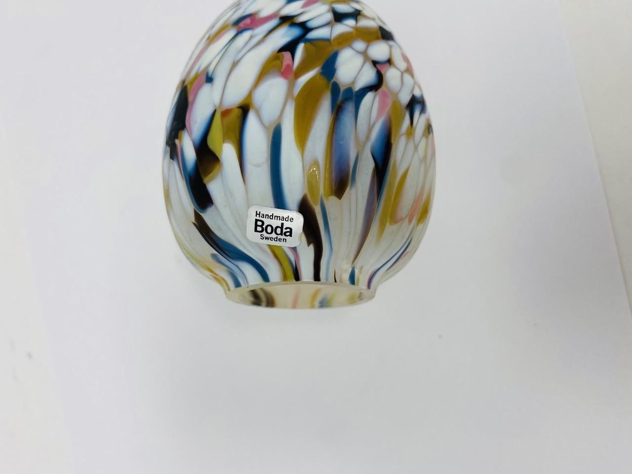 Hand-Crafted Vintage Multi Color Glass Egg Sculpture by Kosta Boda For Sale