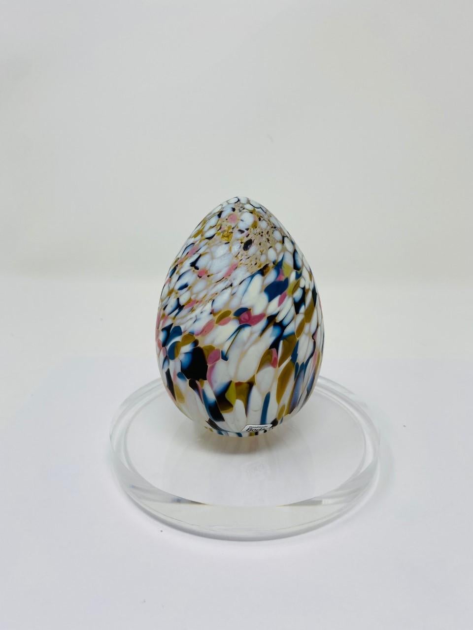 Late 20th Century Vintage Multi Color Glass Egg Sculpture by Kosta Boda For Sale