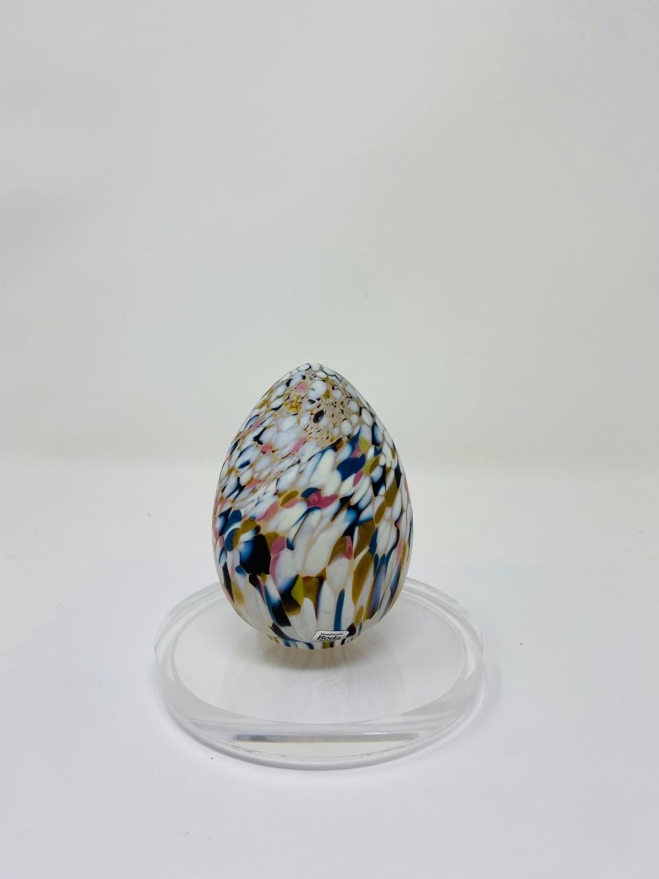 Vintage Multi Color Glass Egg Sculpture by Kosta Boda For Sale 1