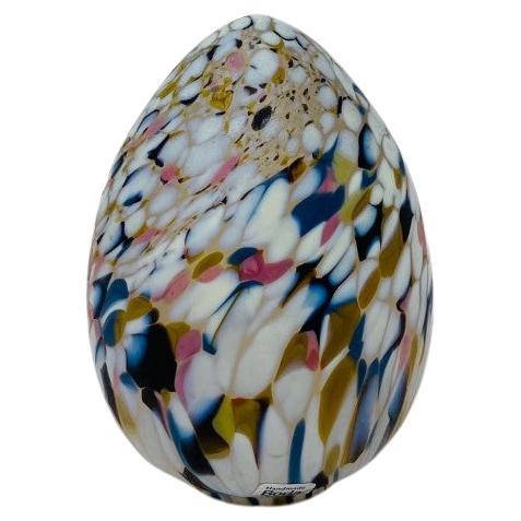 Vintage Multi Color Glass Egg Sculpture by Kosta Boda For Sale