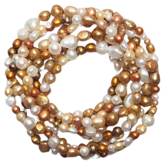 Vintage Multi-color Long Freshwater Pearl Necklace 70" For Sale