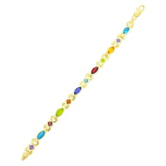 Bracciale vintage con gemme di forma mista multicolore in oro 14k
