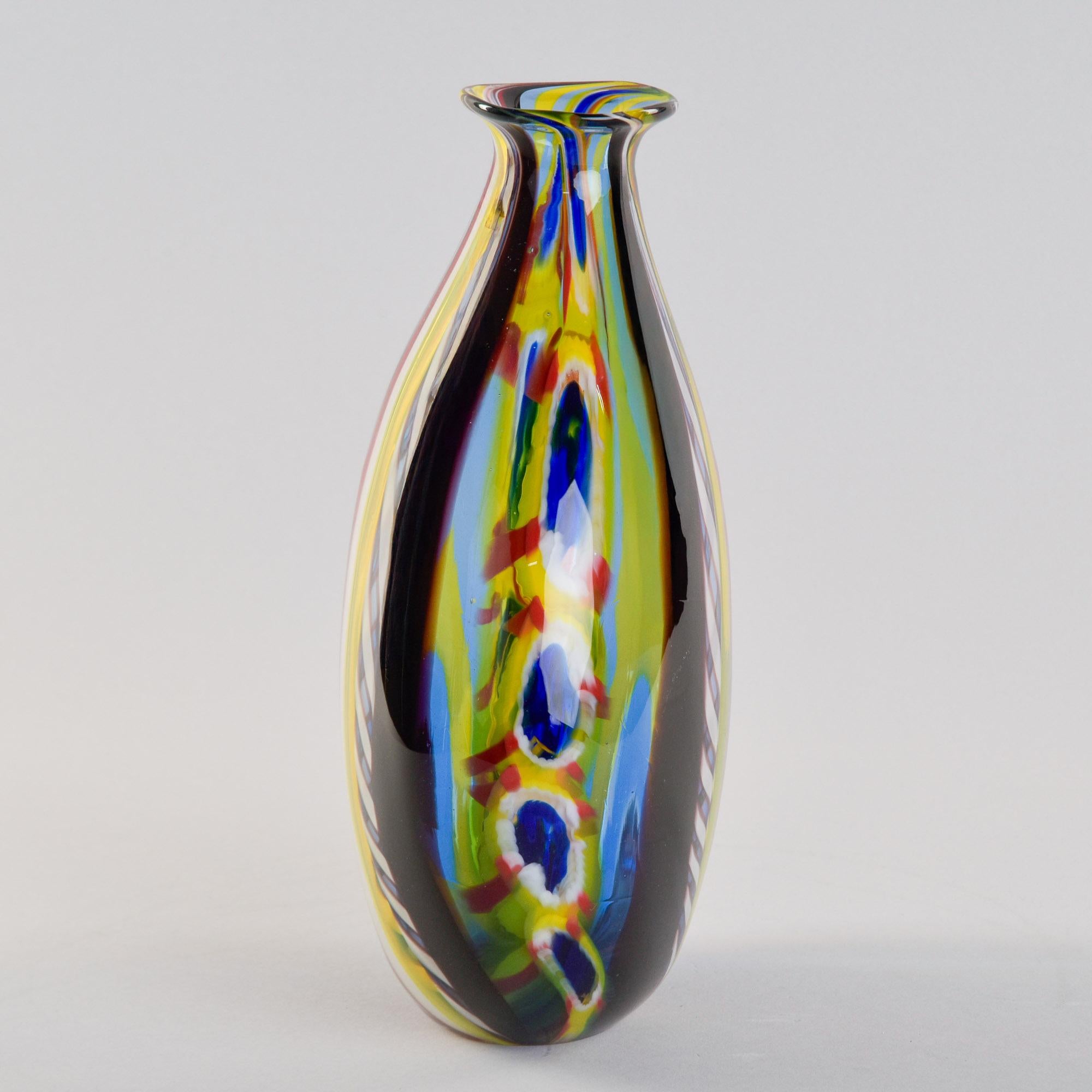 XXI secolo e contemporaneo Vaso multicolore d'epoca in vetro di Murano firmato Fabiano Zanchi in vendita