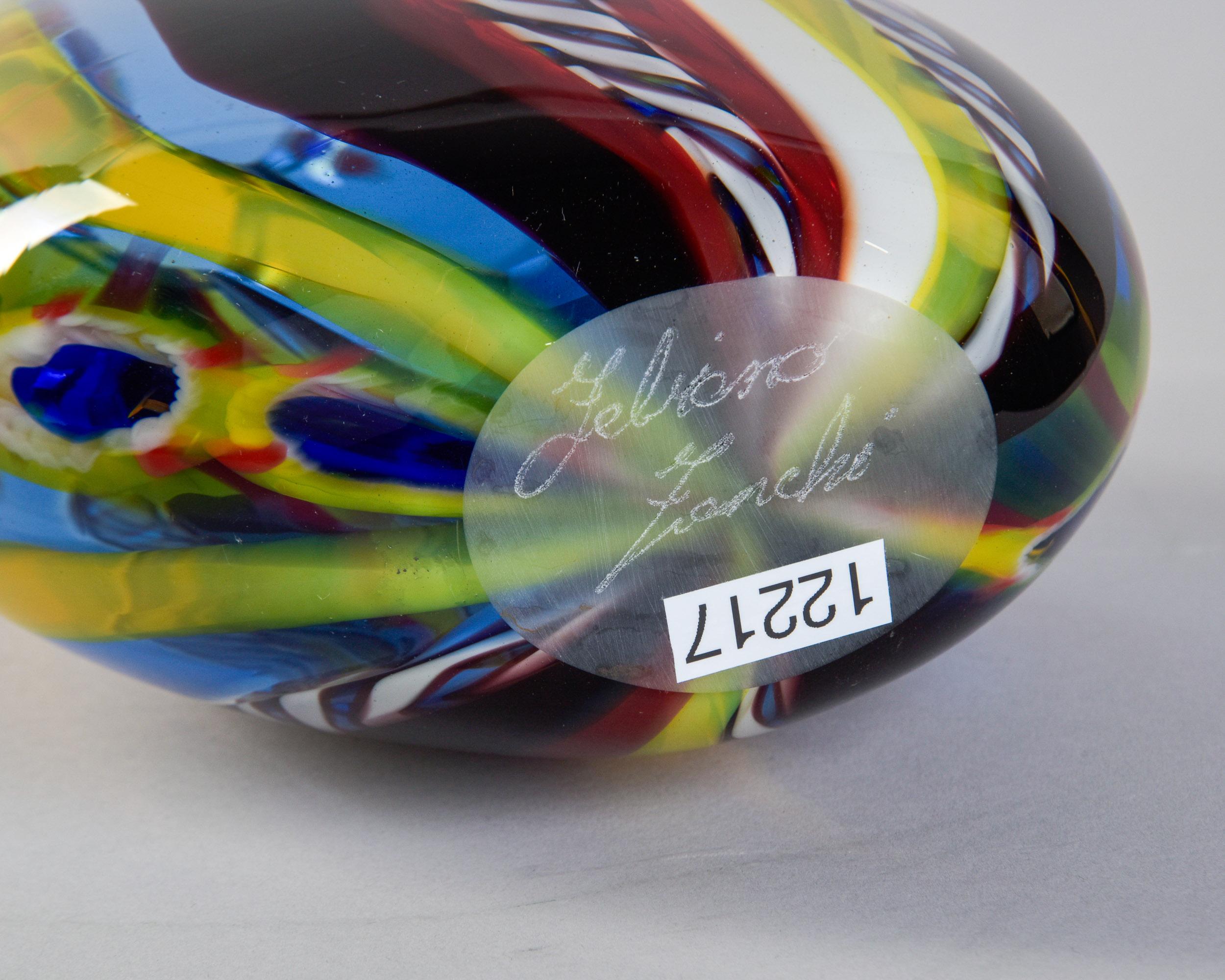 Vaso multicolore d'epoca in vetro di Murano firmato Fabiano Zanchi in vendita 1