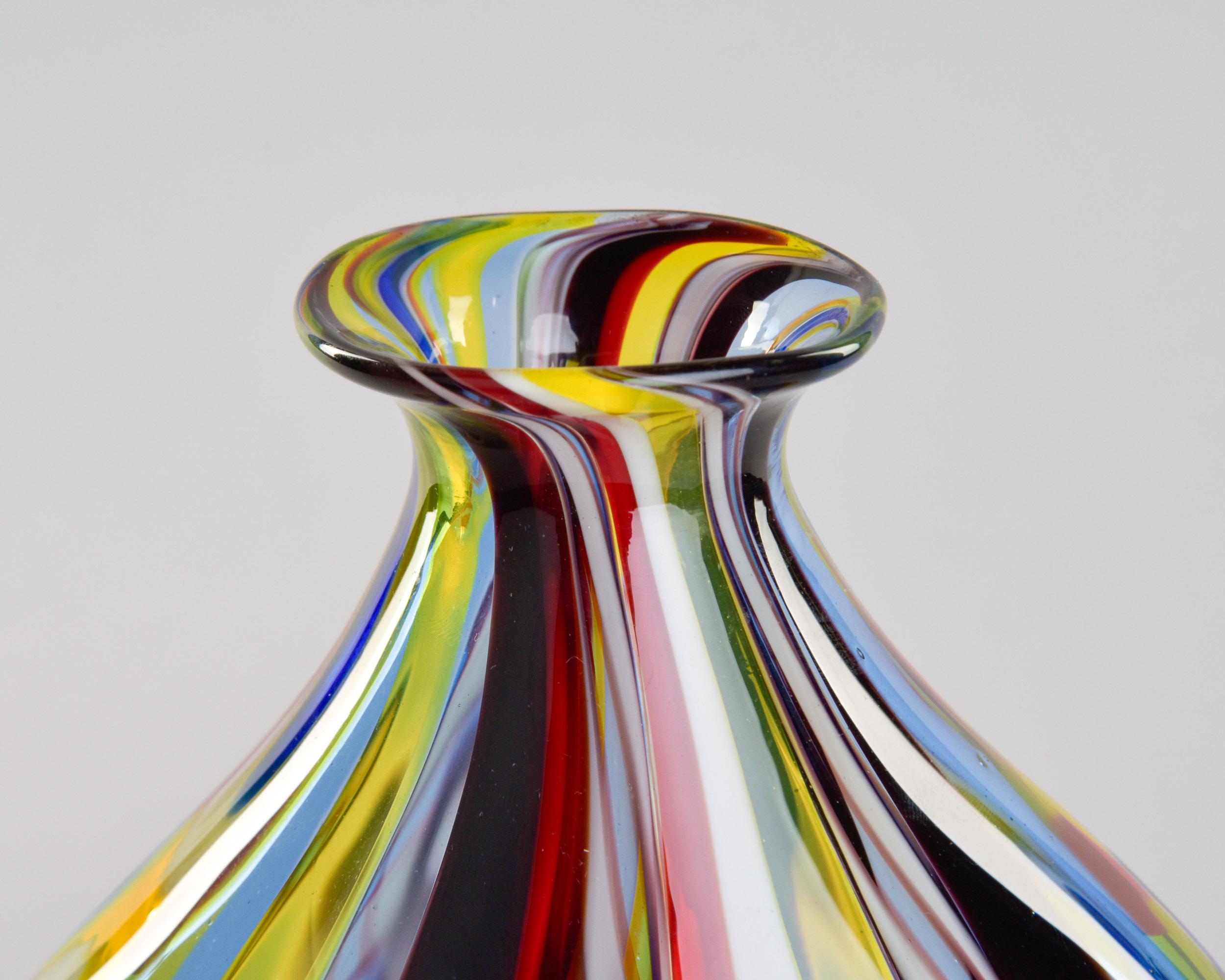 Vaso multicolore d'epoca in vetro di Murano firmato Fabiano Zanchi in vendita 2