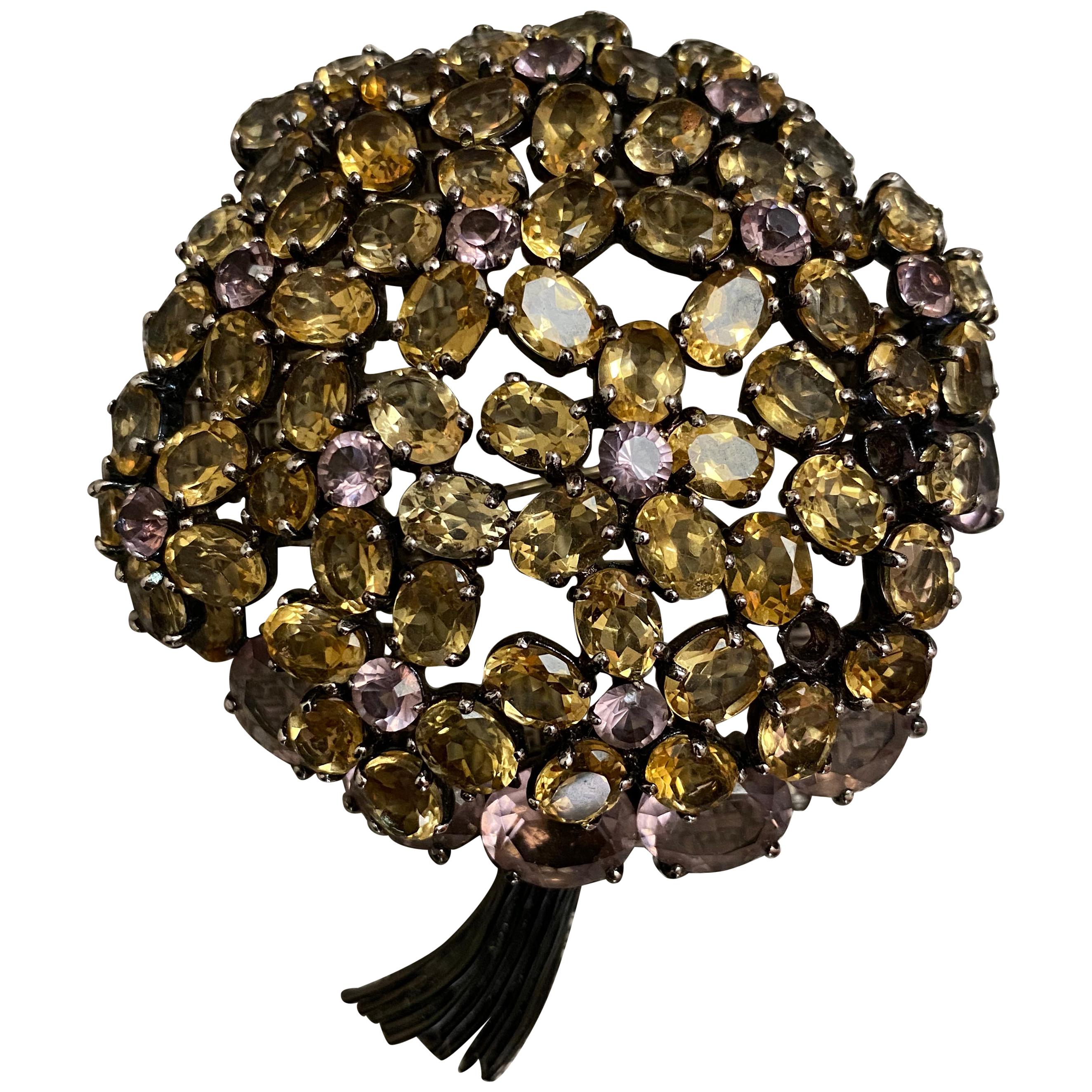 Broche vintage de piedra multicolor