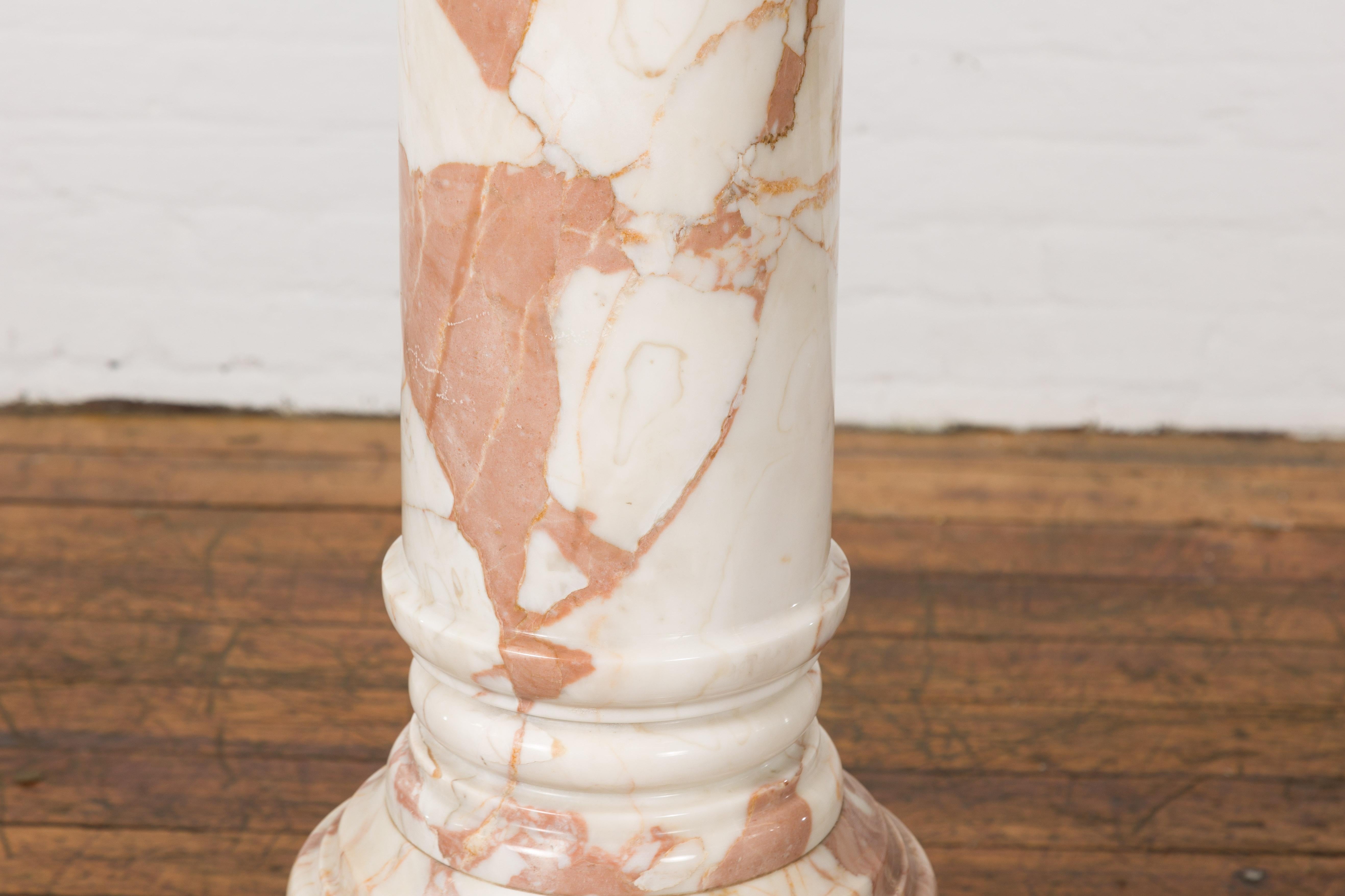 White and Pink Vintage Marble Pedestal 5