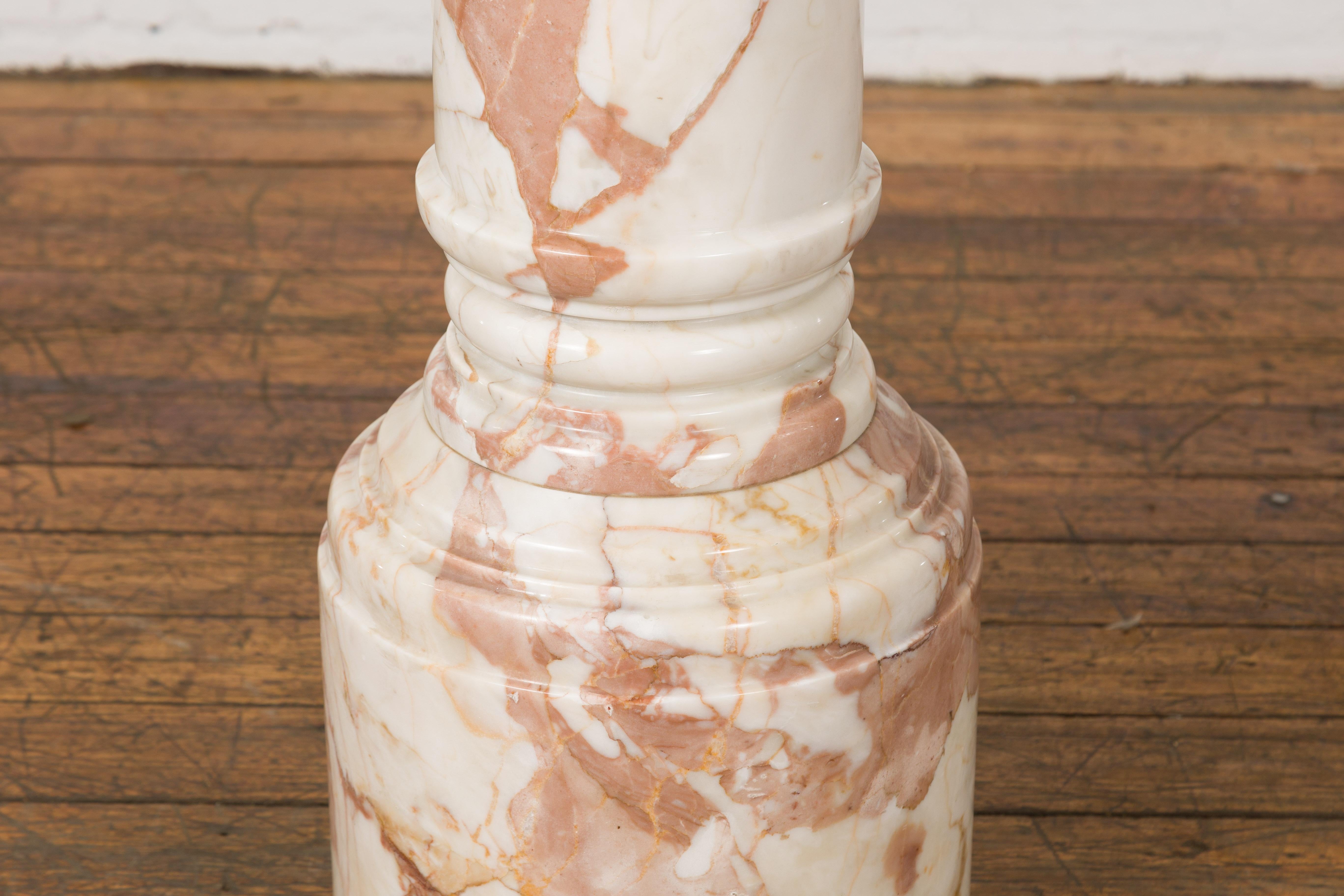 White and Pink Vintage Marble Pedestal 6