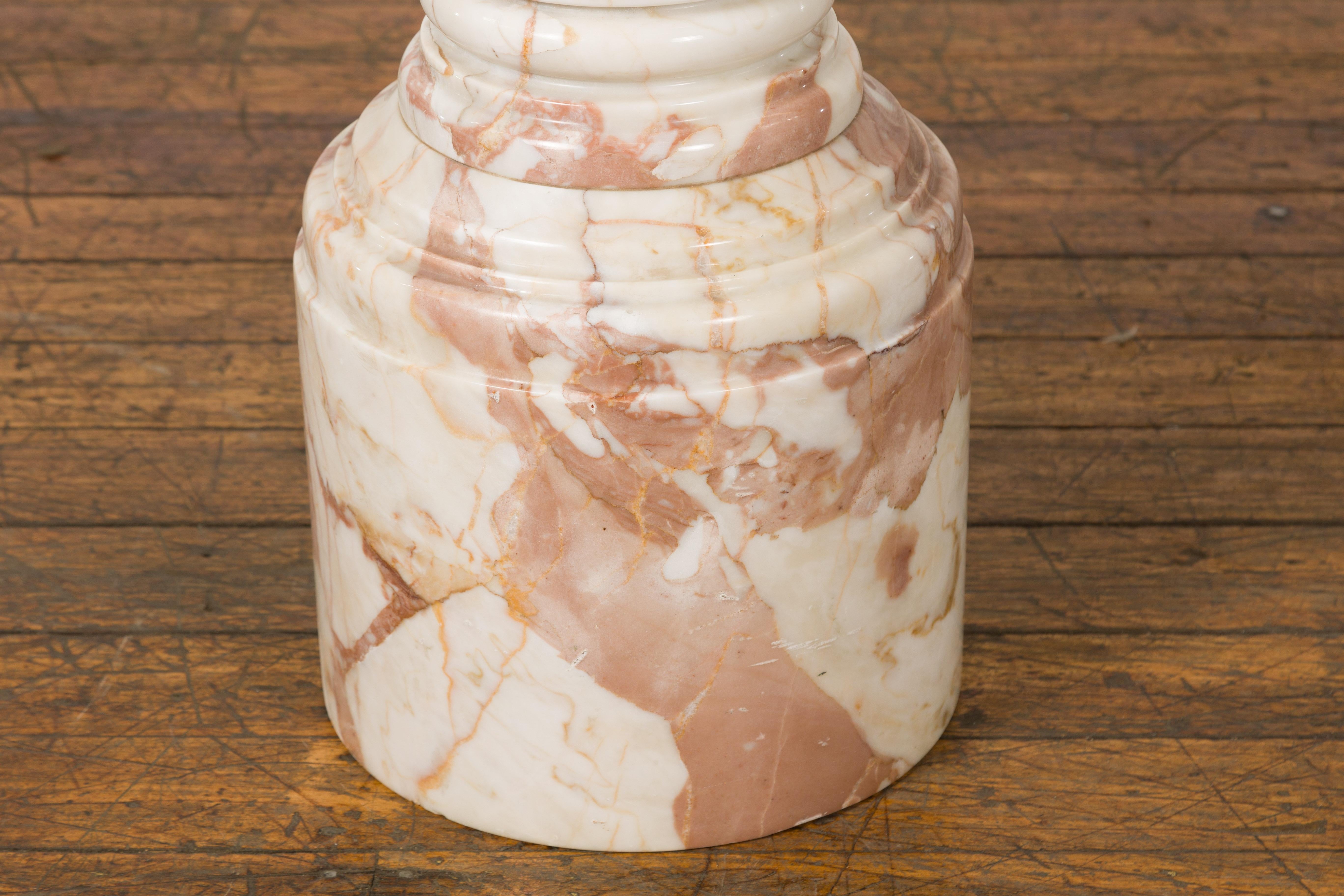 White and Pink Vintage Marble Pedestal 7