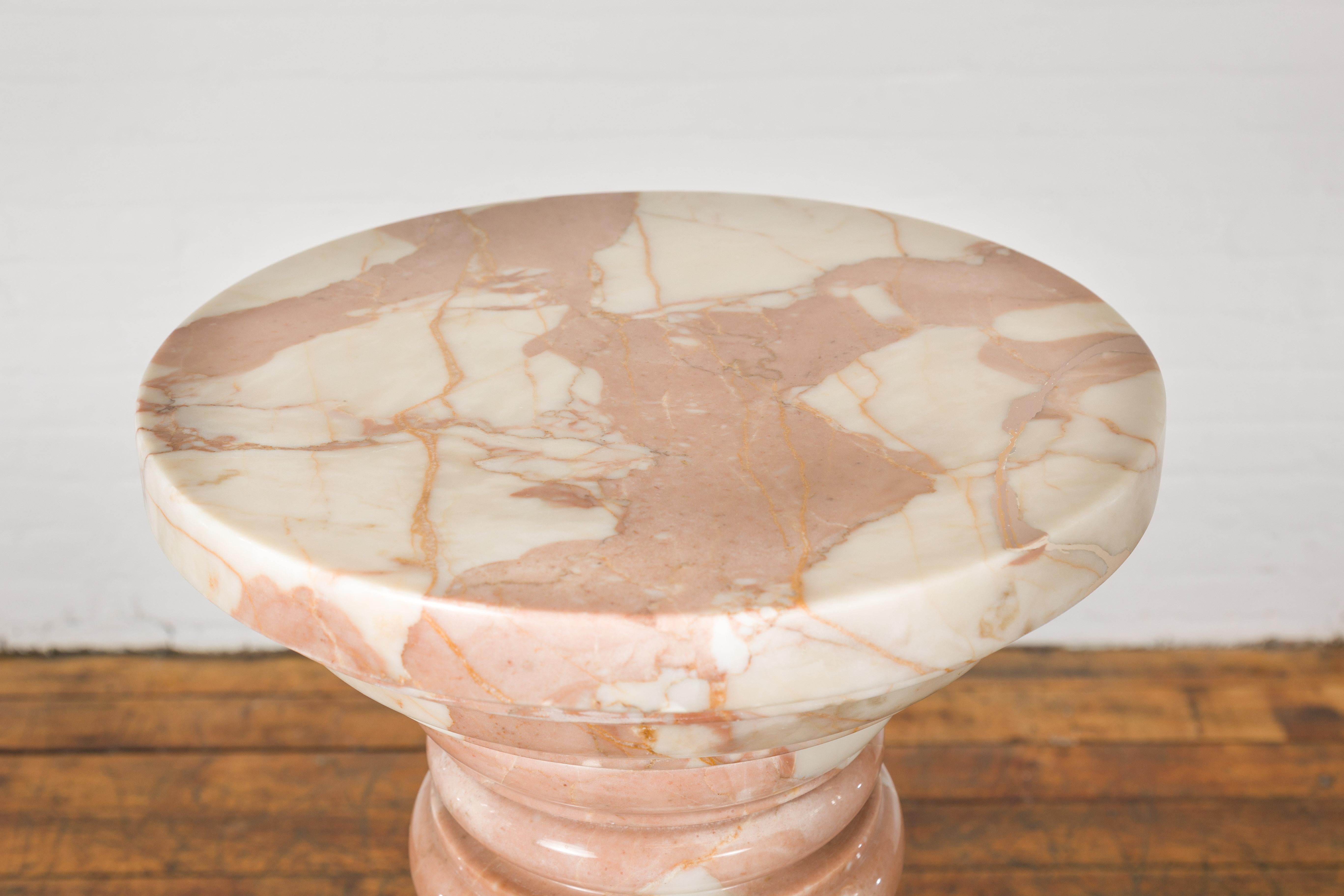 White and Pink Vintage Marble Pedestal 8