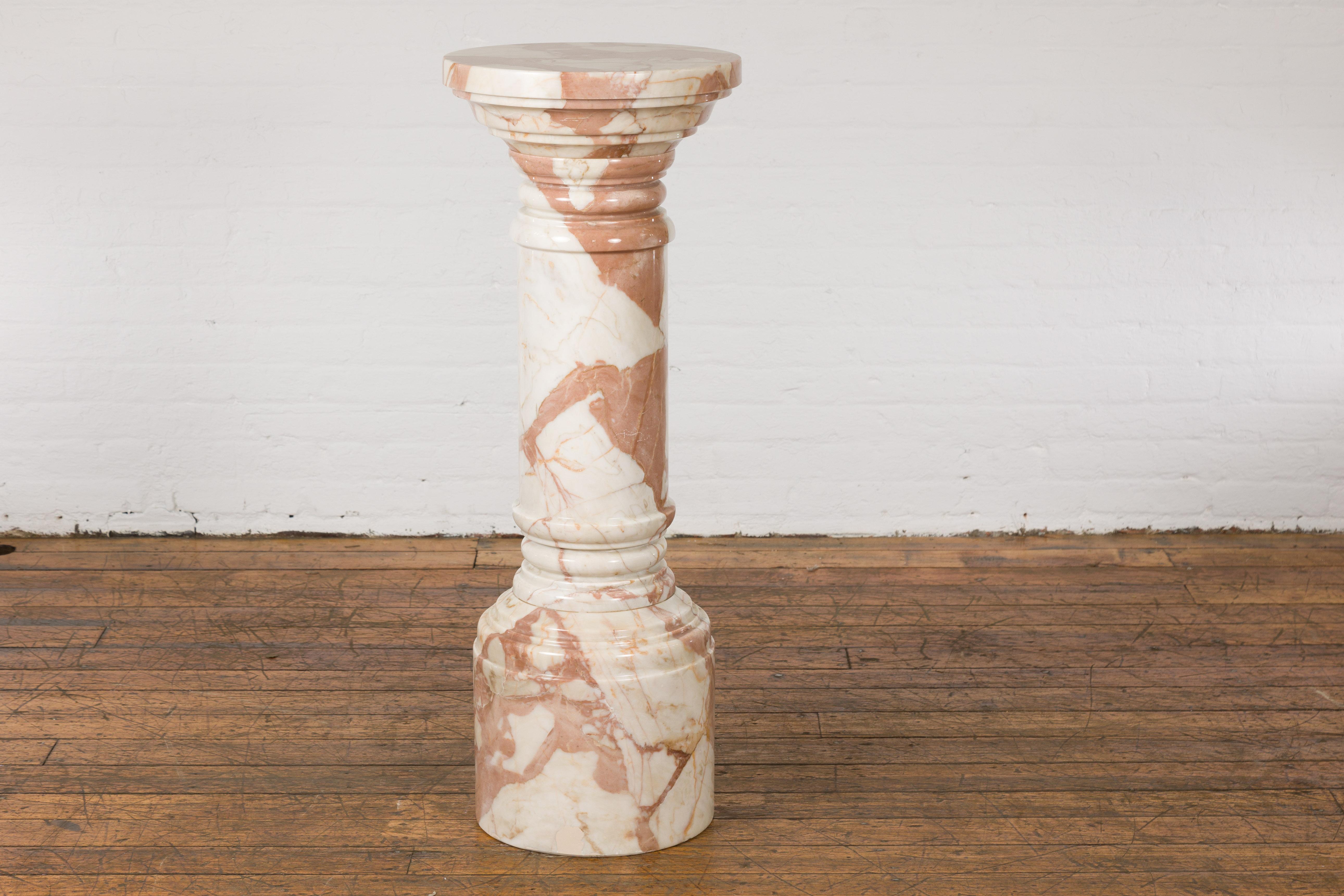 White and Pink Vintage Marble Pedestal 9