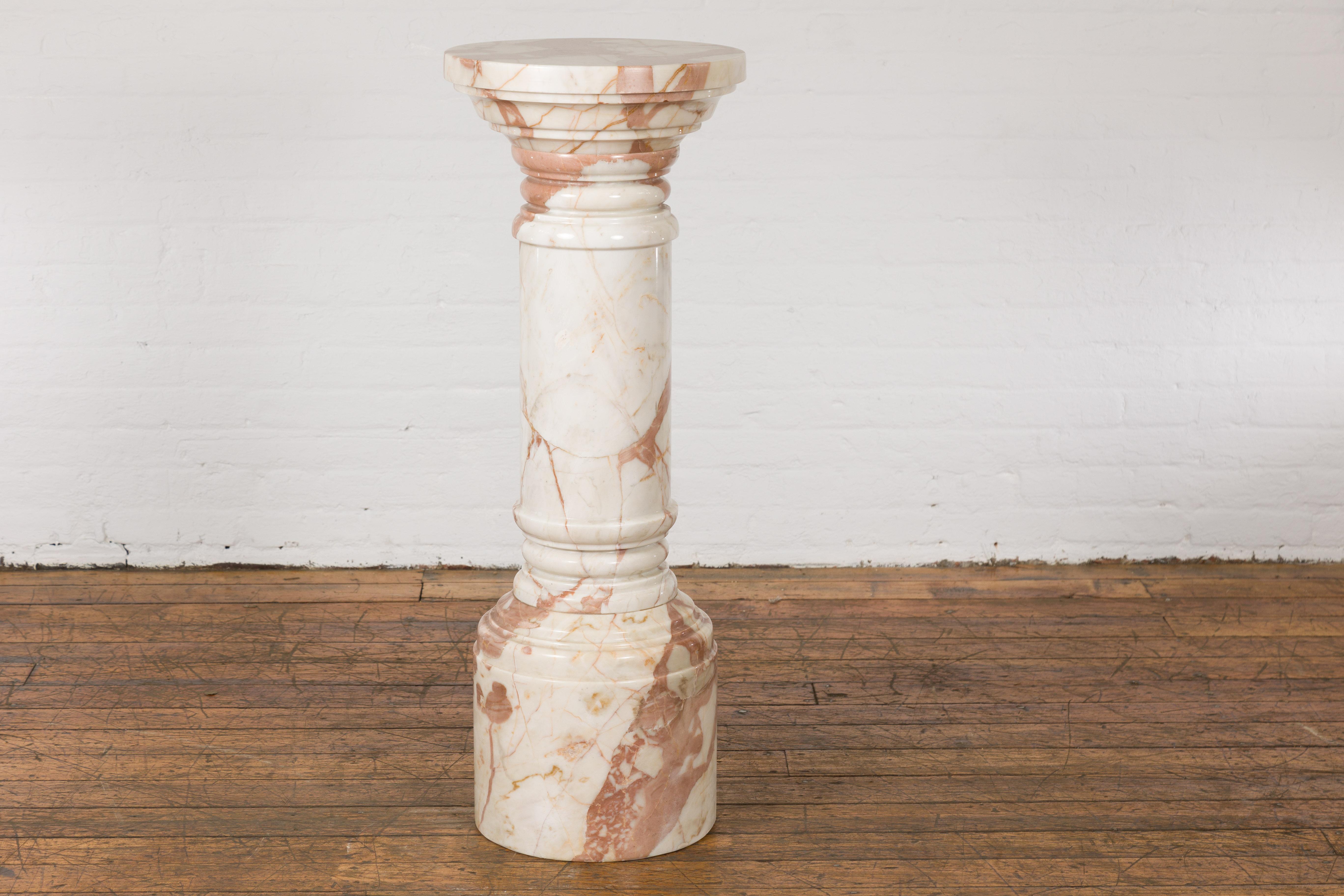 White and Pink Vintage Marble Pedestal 10