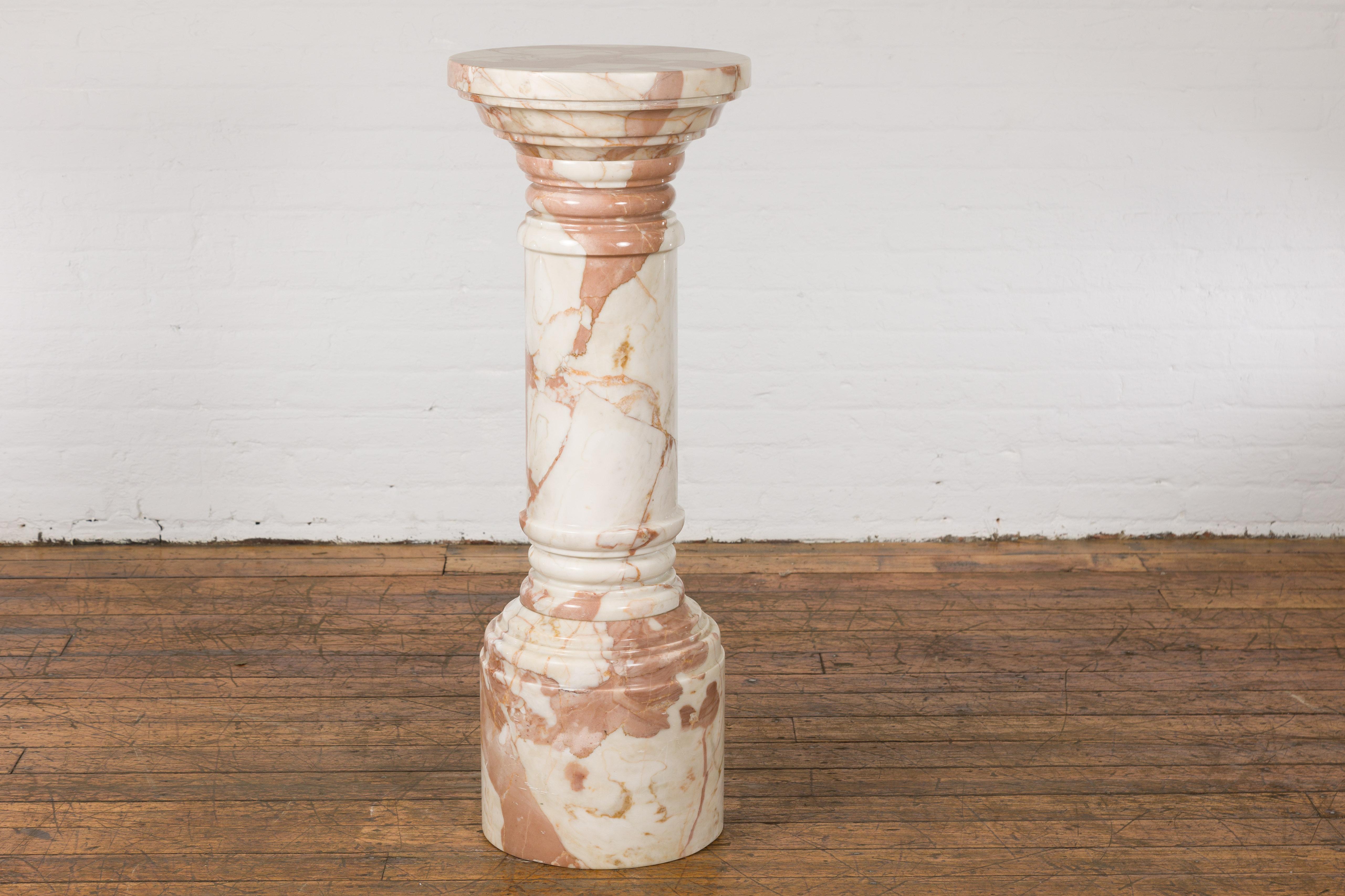 White and Pink Vintage Marble Pedestal 11