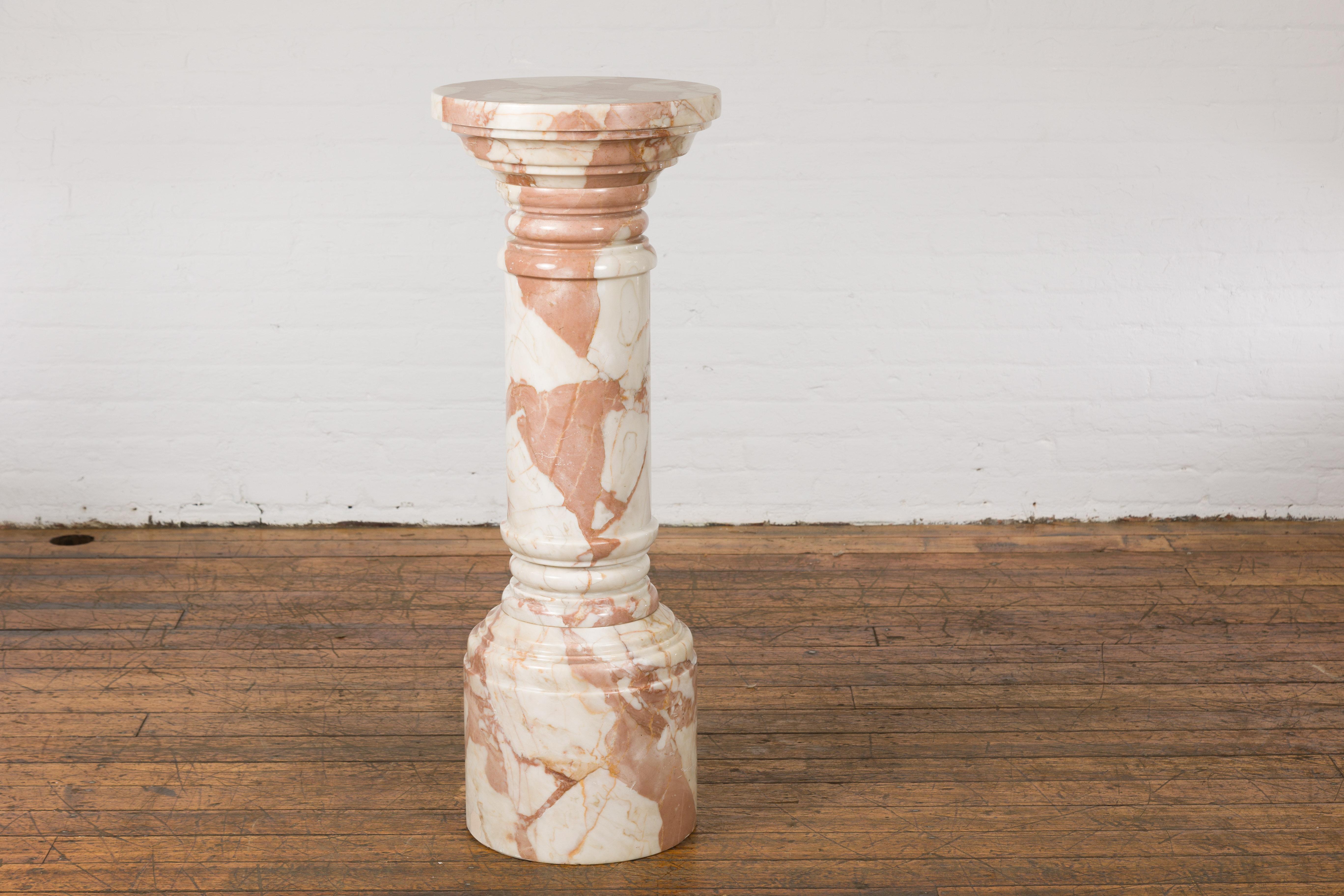 White and Pink Vintage Marble Pedestal 12