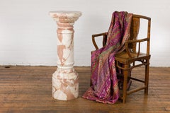 White and Pink Vintage Marble Pedestal