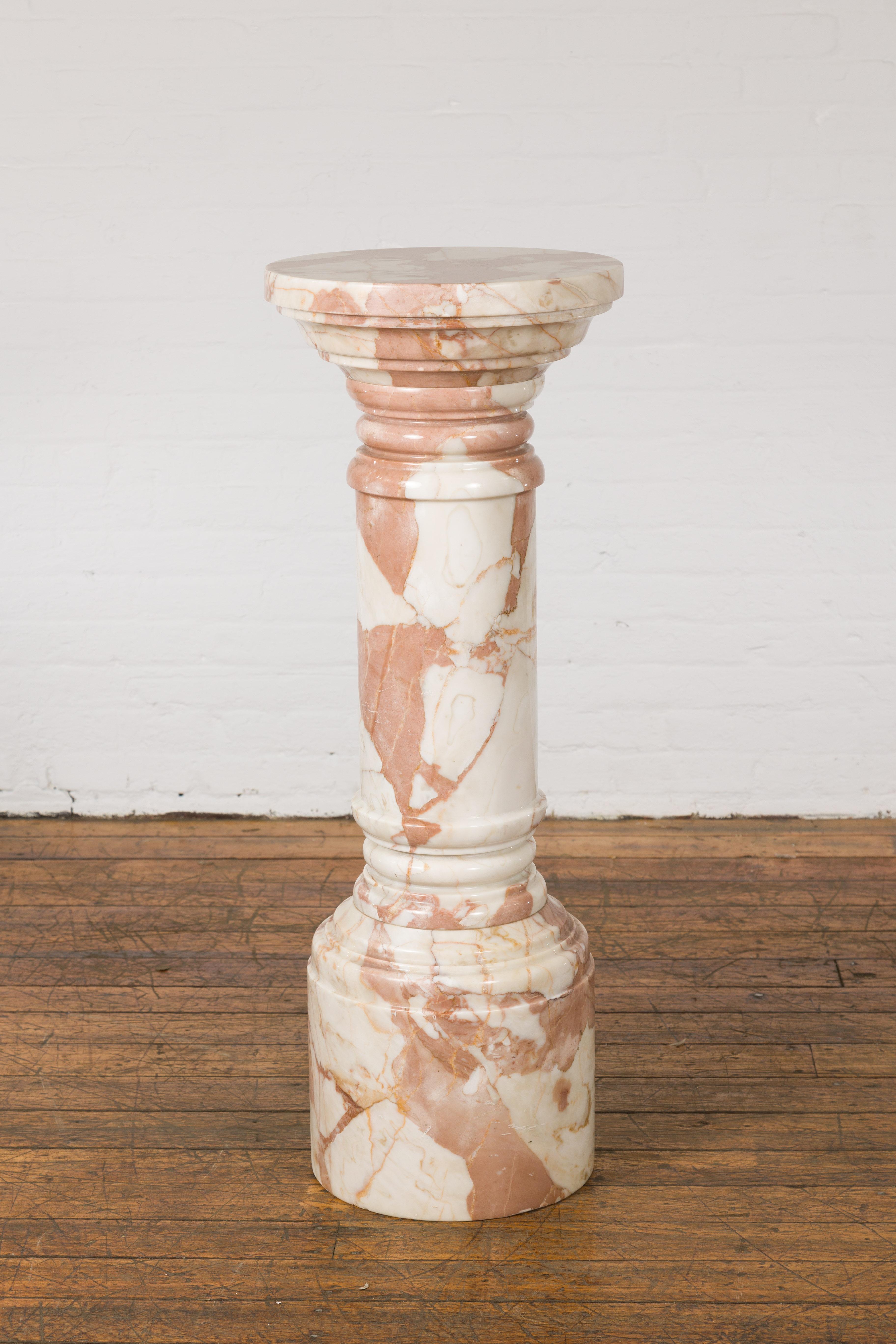 White and Pink Vintage Marble Pedestal 1