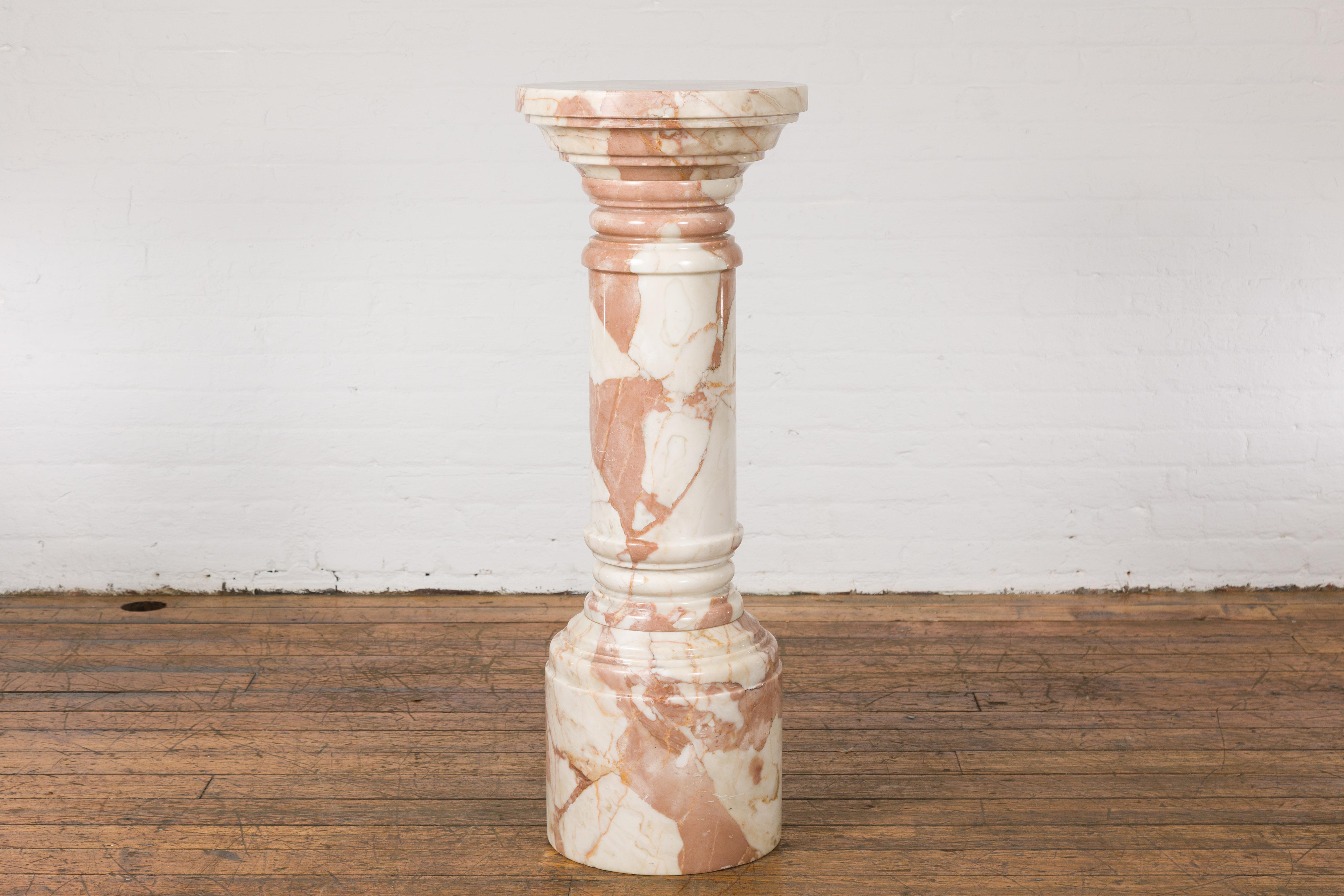 White and Pink Vintage Marble Pedestal 2