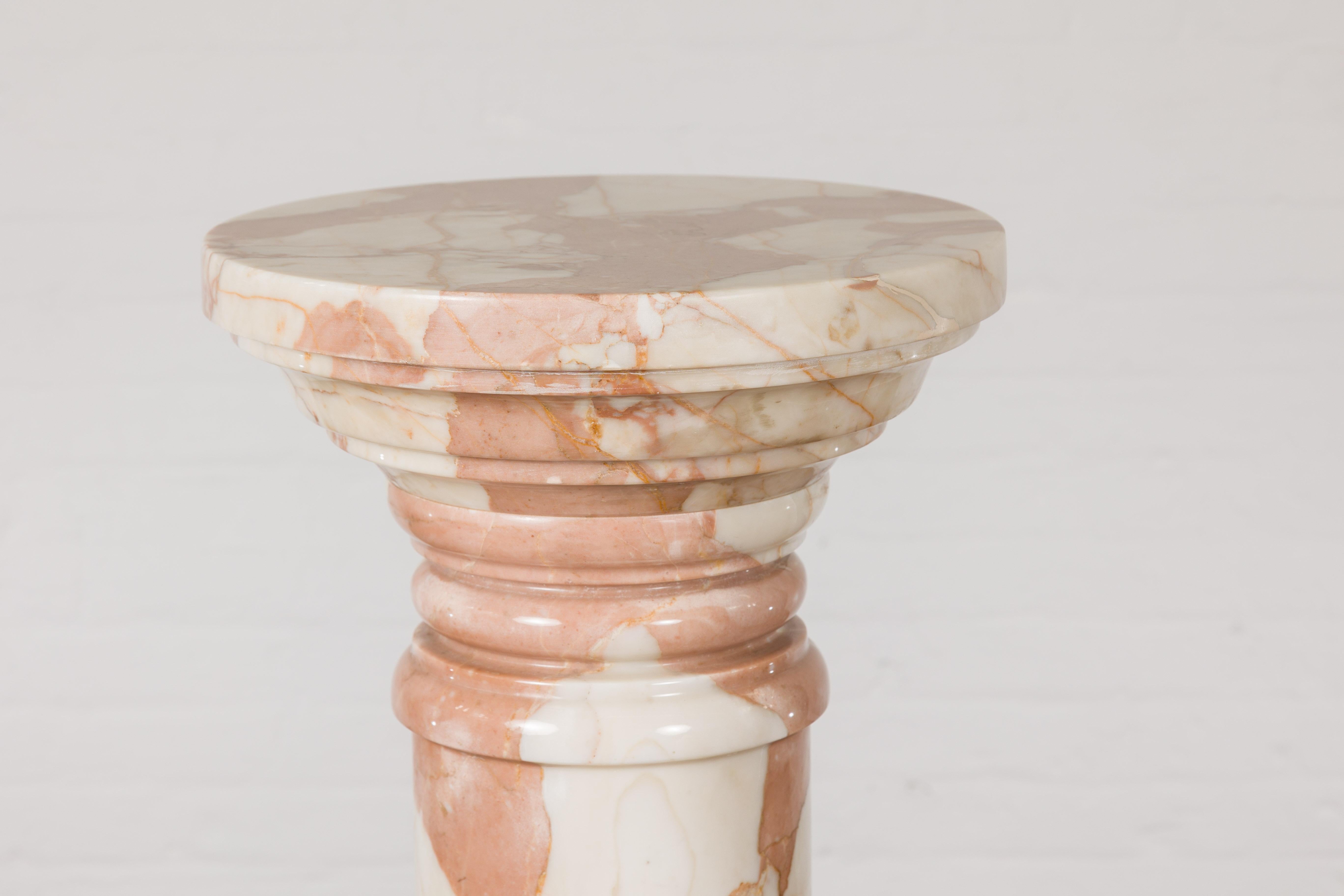 White and Pink Vintage Marble Pedestal 3