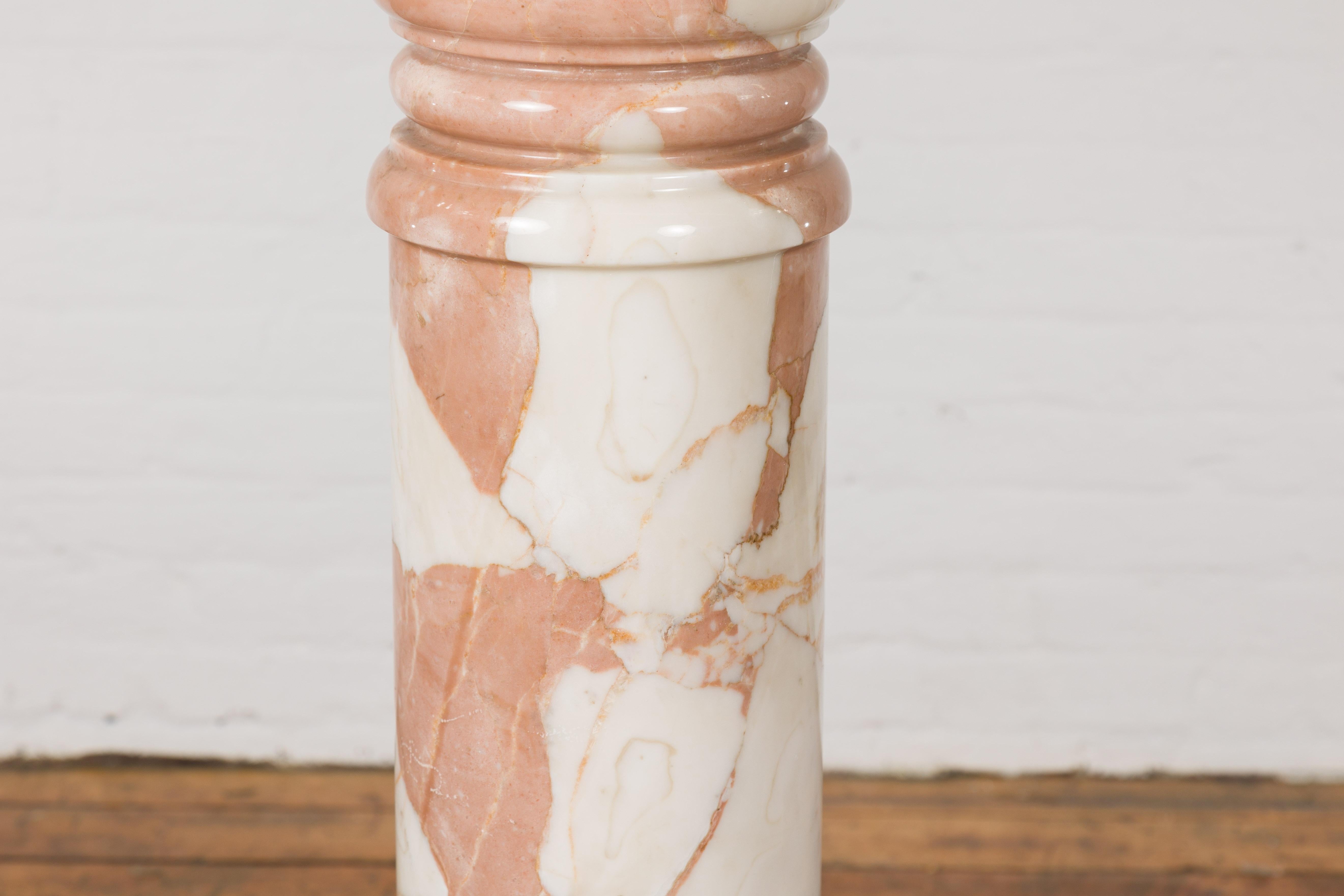 White and Pink Vintage Marble Pedestal 4