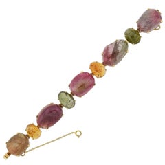 Vintage Multicolored Tourmaline Large Link Maine Bracelet