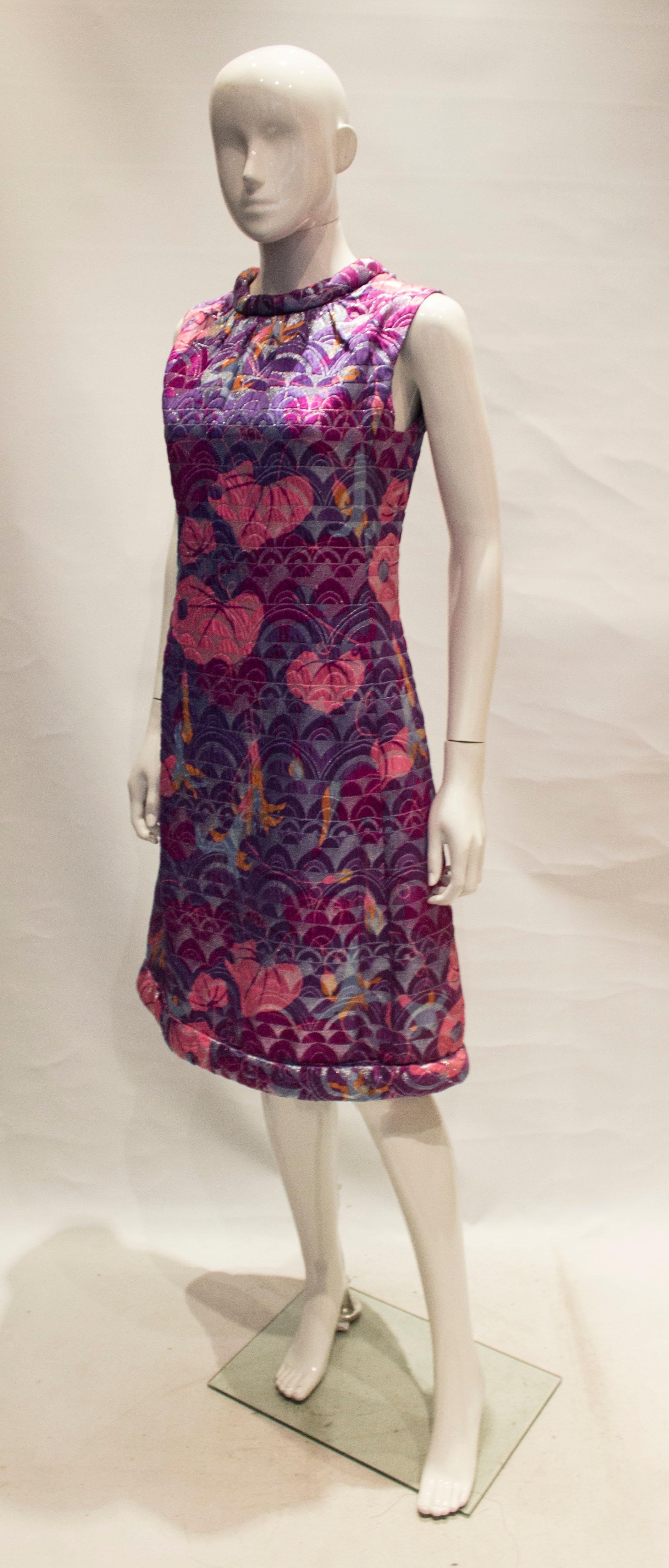 Brown Vintage Multi Colour Cocktail Dress For Sale