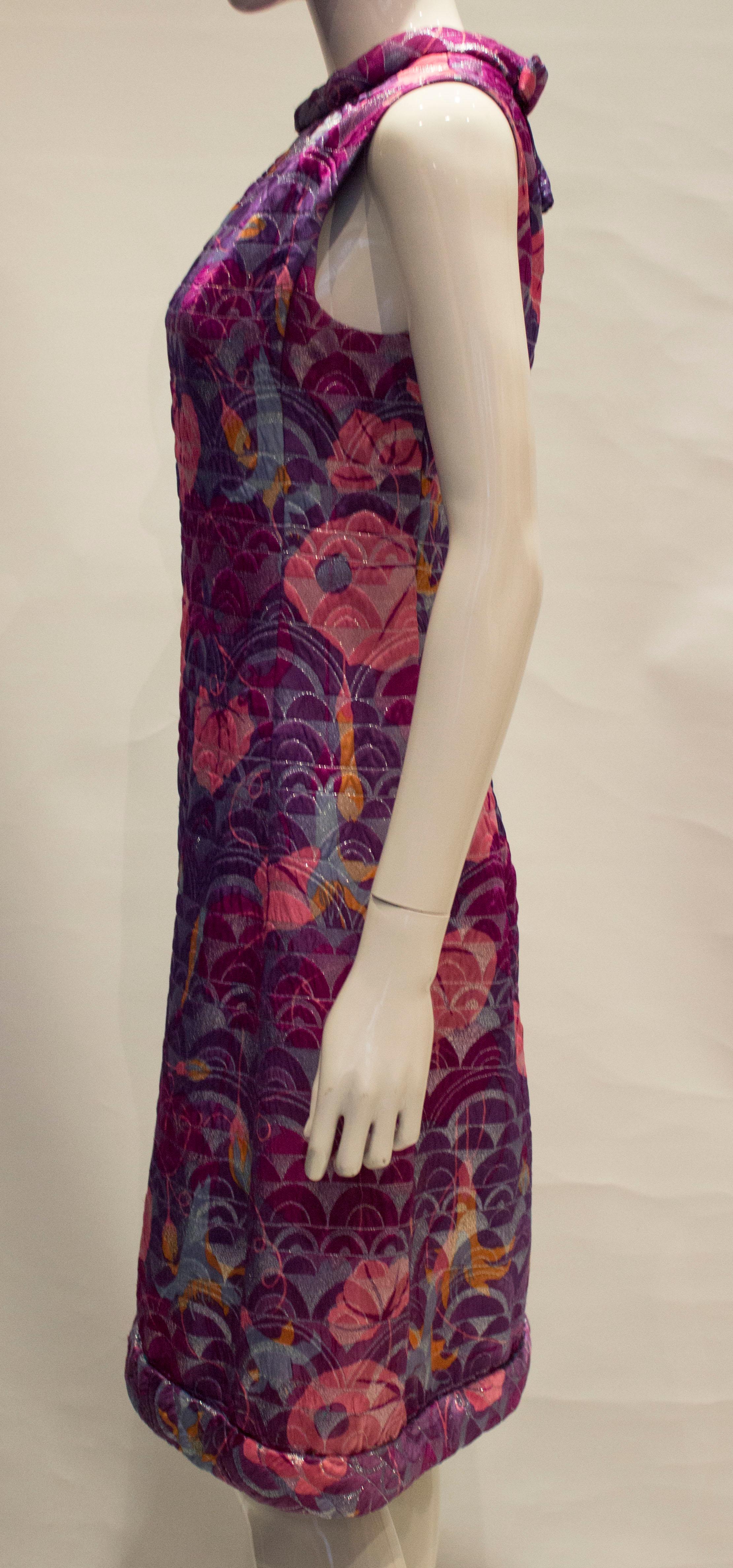 Vintage Multi Colour Cocktail Dress For Sale 1