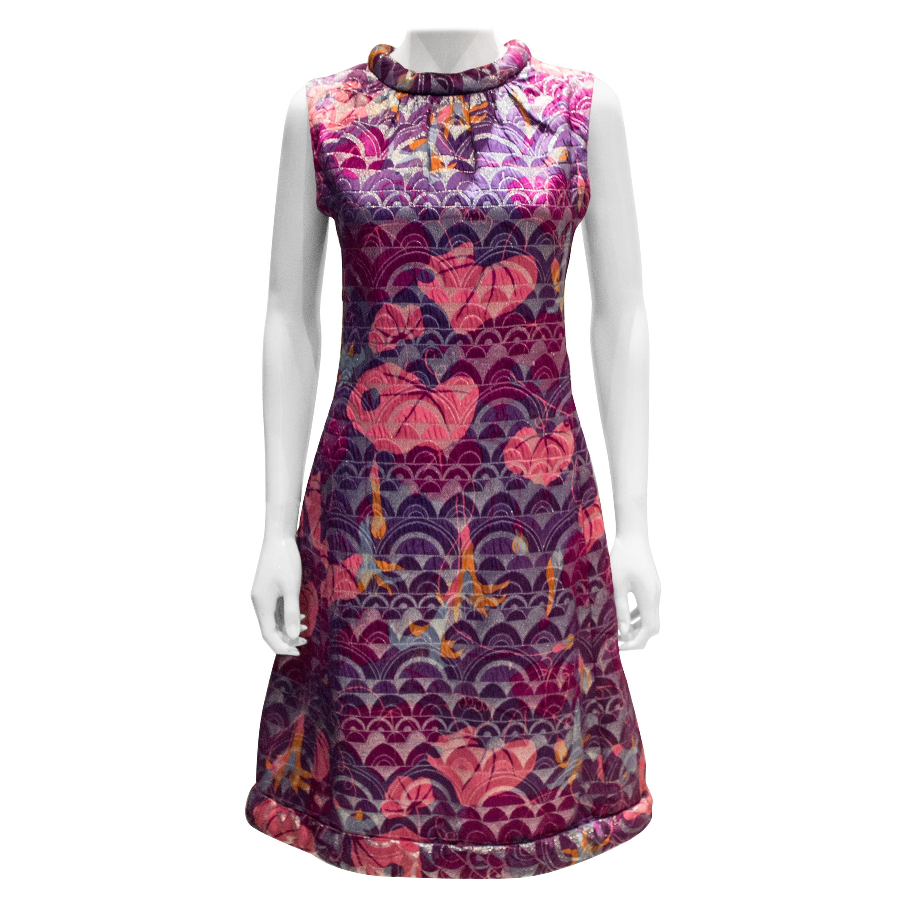 Vintage Multi Colour Cocktail Dress For Sale