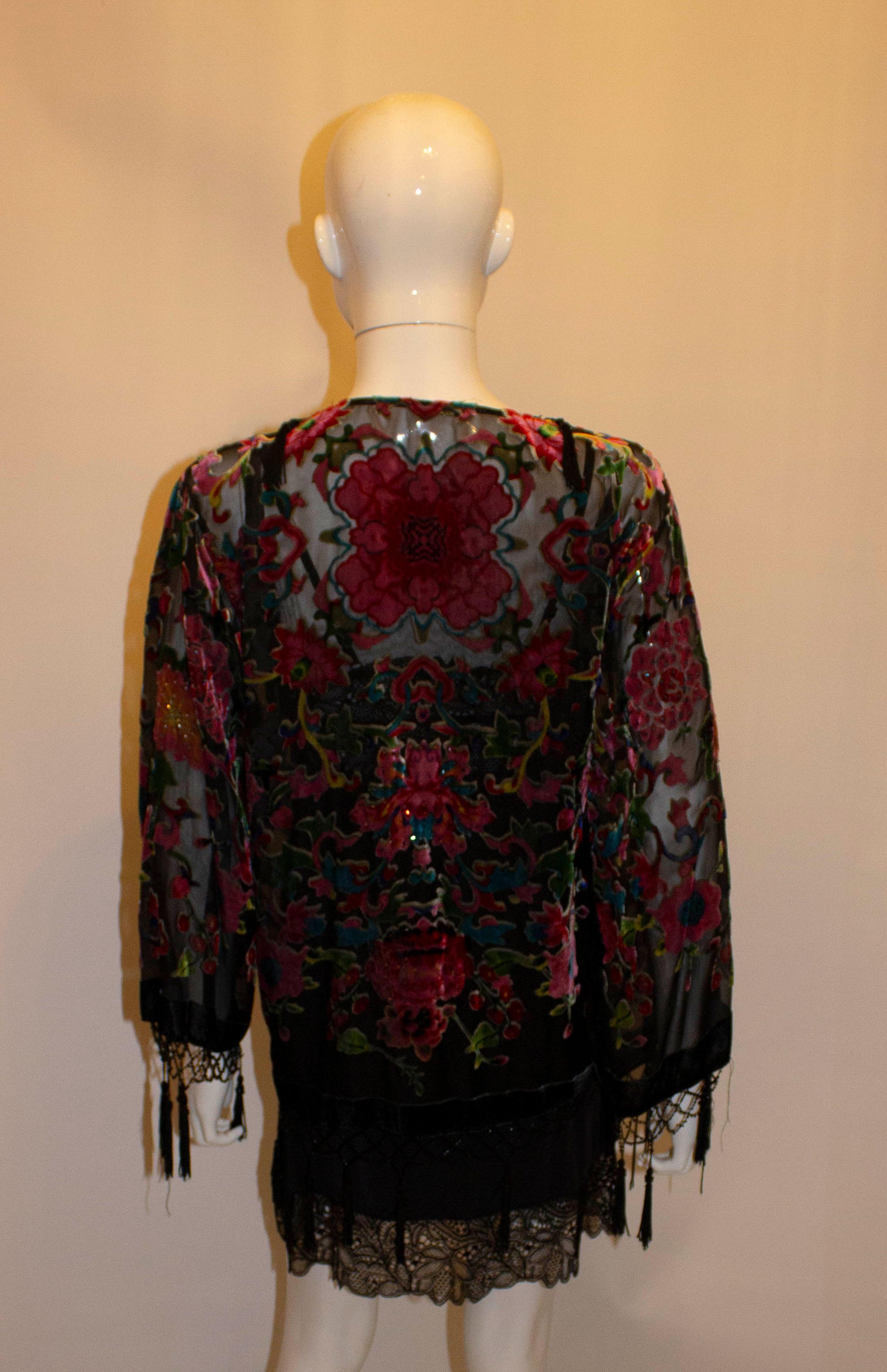 Vintage Multi Colour Devoree Velvet Jacket In Good Condition For Sale In London, GB