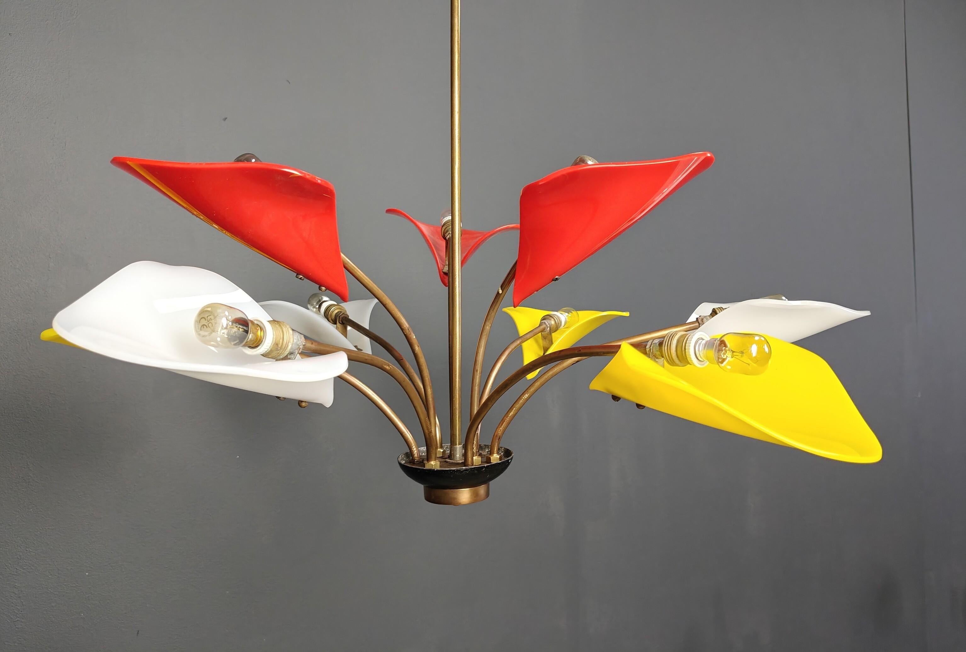 Vintage multi colour italian chandelier, 1960s For Sale 3